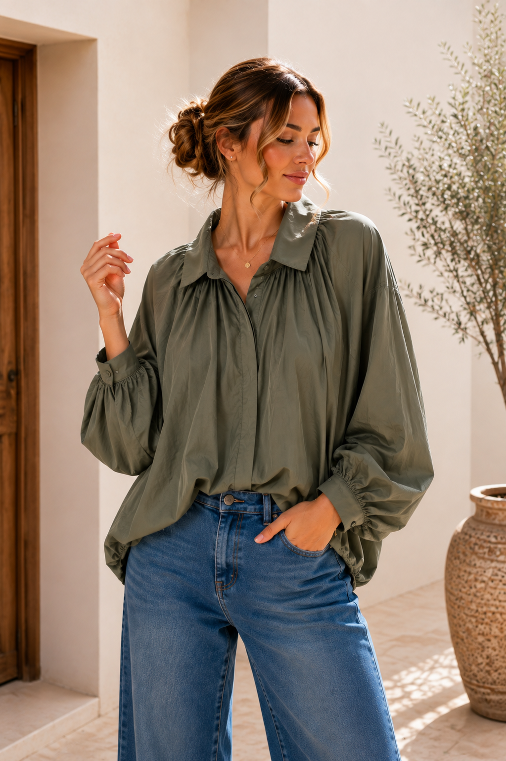 Ballonbluse „Vittoria“ – Made in Italy 🇮🇹  34-42 Basic Bluse
