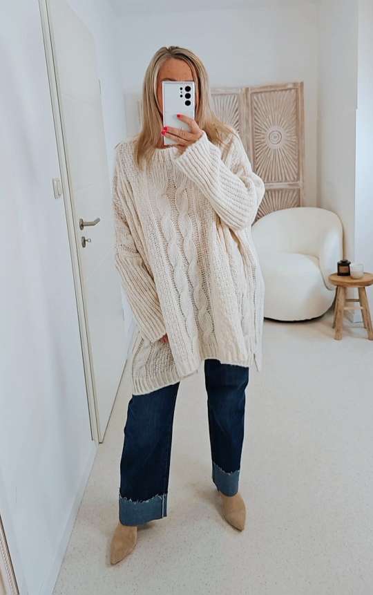 STRICKPULLOVER ZOPFMUSTER TARA Oversize Pullover Made in Italy 36 - 48/50 STRICKPULLOVER ZOPFMUSTER TARA Oversize Pullover Made in Italy 36 - 48/50