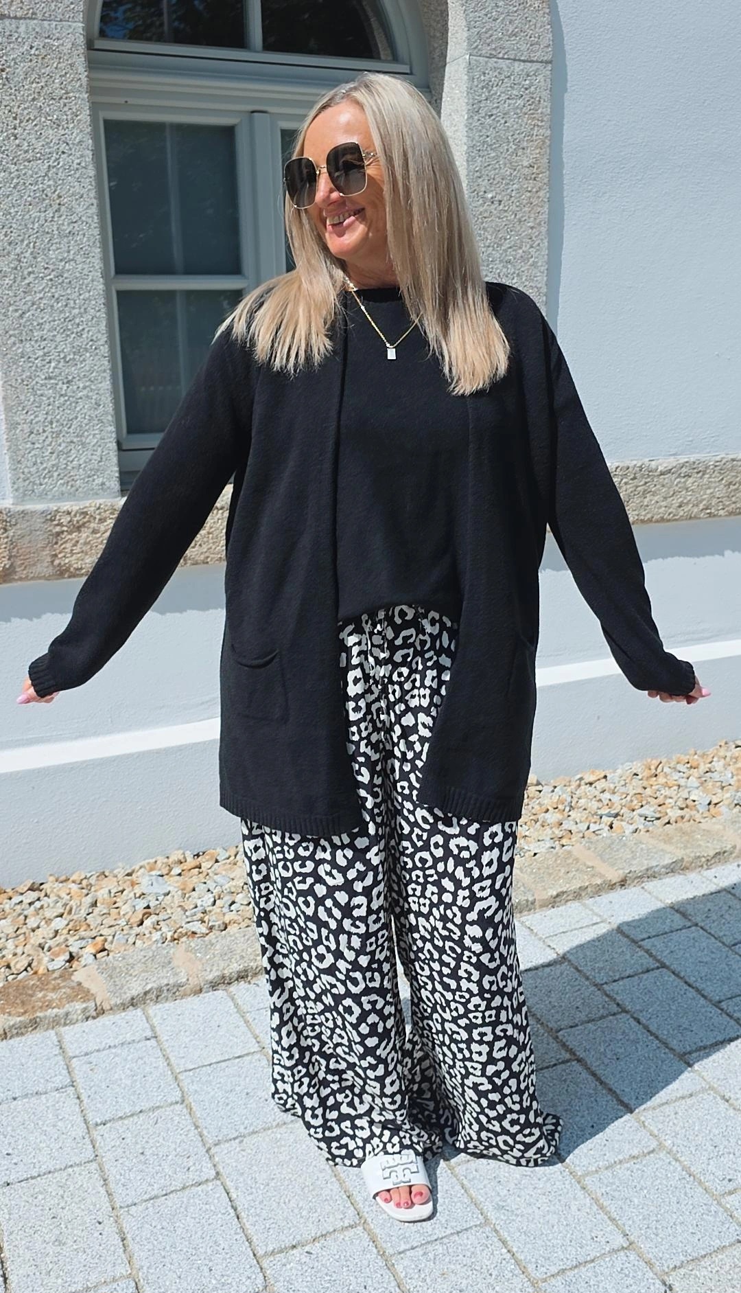 VISKOSE-STRICKJACKE ANNALENA MIDI 34-42 Made in Italy 