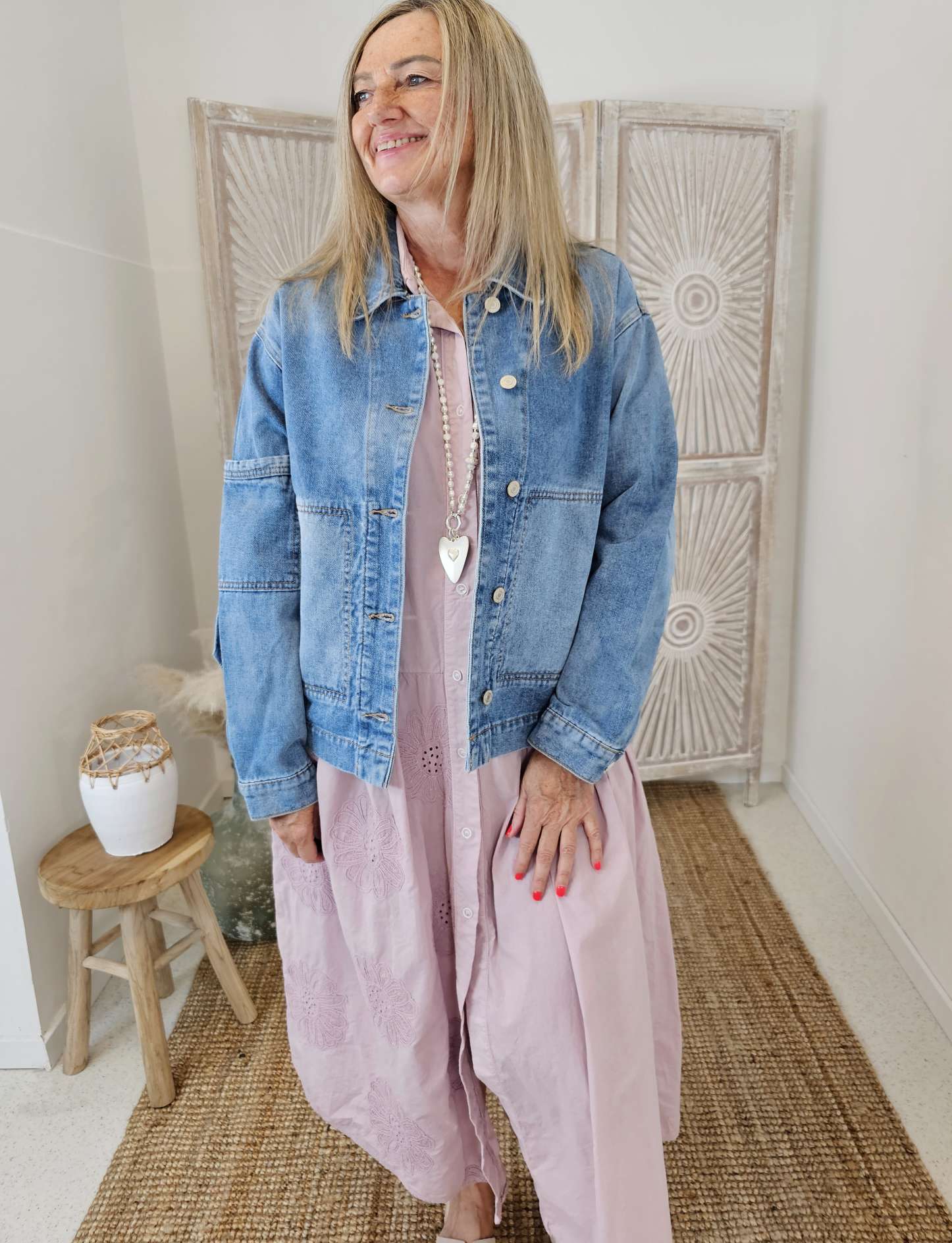 OVERSIZE JEANS JACKE NORA  34-40/42 Italy Style Sommerjacke Übergangsjacke DENIM