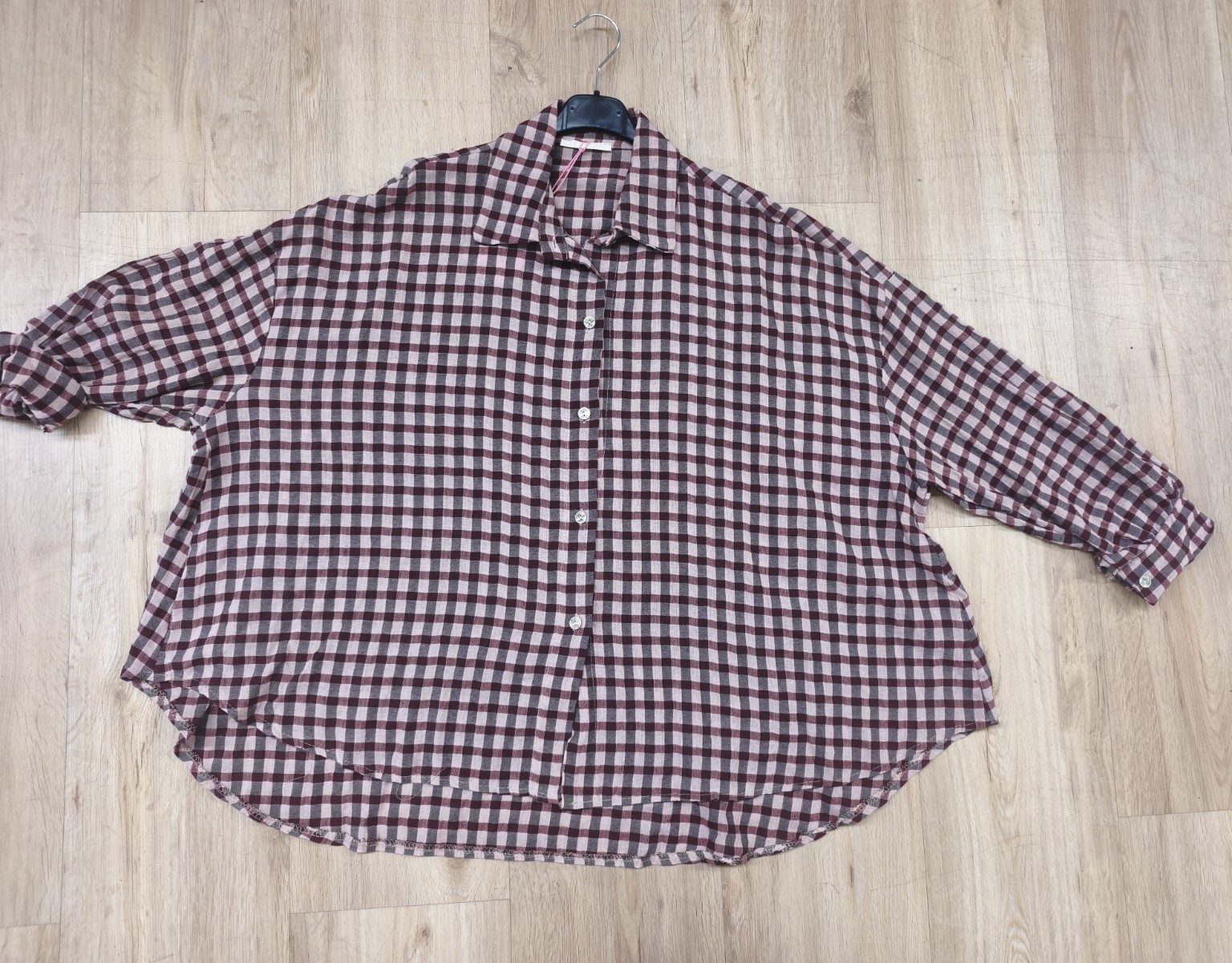 Oversize-Karo-Bluse BL0105 – Made in Italy Gr. 34-44 Karo kariert