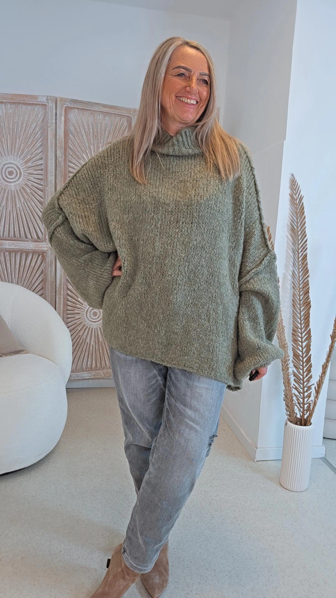 COZY KNIT SWEATER SCARLETT Made in Italy 34-48 OVERSIZE Pullover