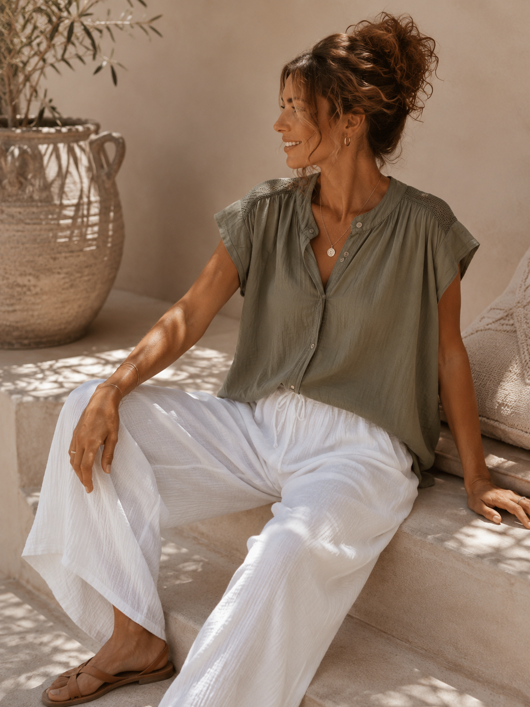 Blüschen „Marion“ Uni Made in Italy 34-42  Sommerschnapper – vom Umtausch ausgeschlossen