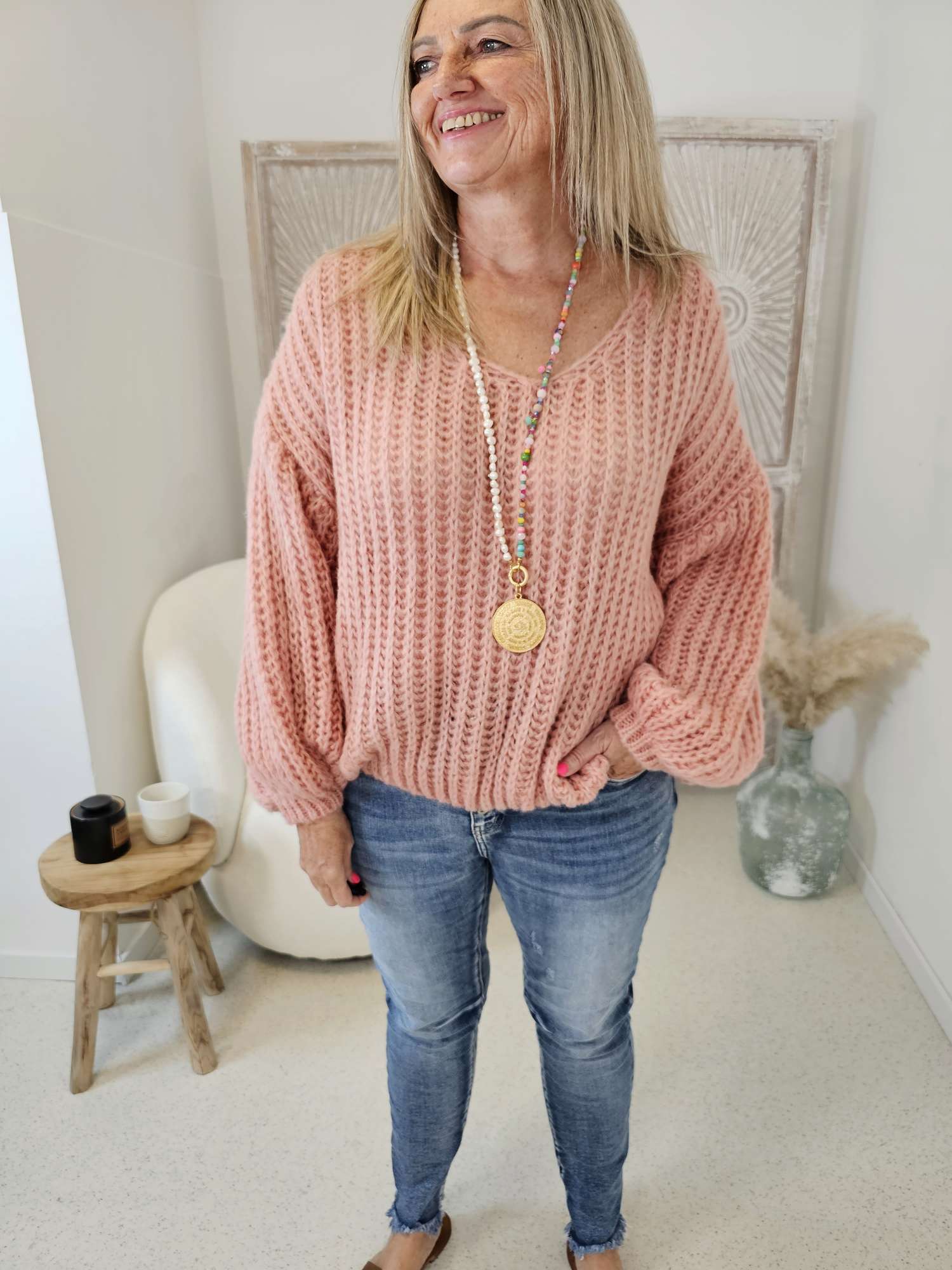 OVERSIZE KNIT SWEATER MALENA KORALLE Strickpullover Pullover 34-42/44 Made in Italy OVERSIZE KNIT SWEATER MALENA KORALLE Strickpullover Pullover 34-42/44 Made in Italy