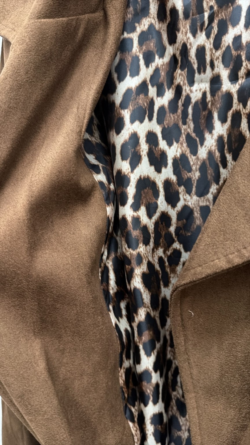 Tansania – Trenchcoat Mantel in Velourleder-Optik mit Leo-Futter | Made in Italy