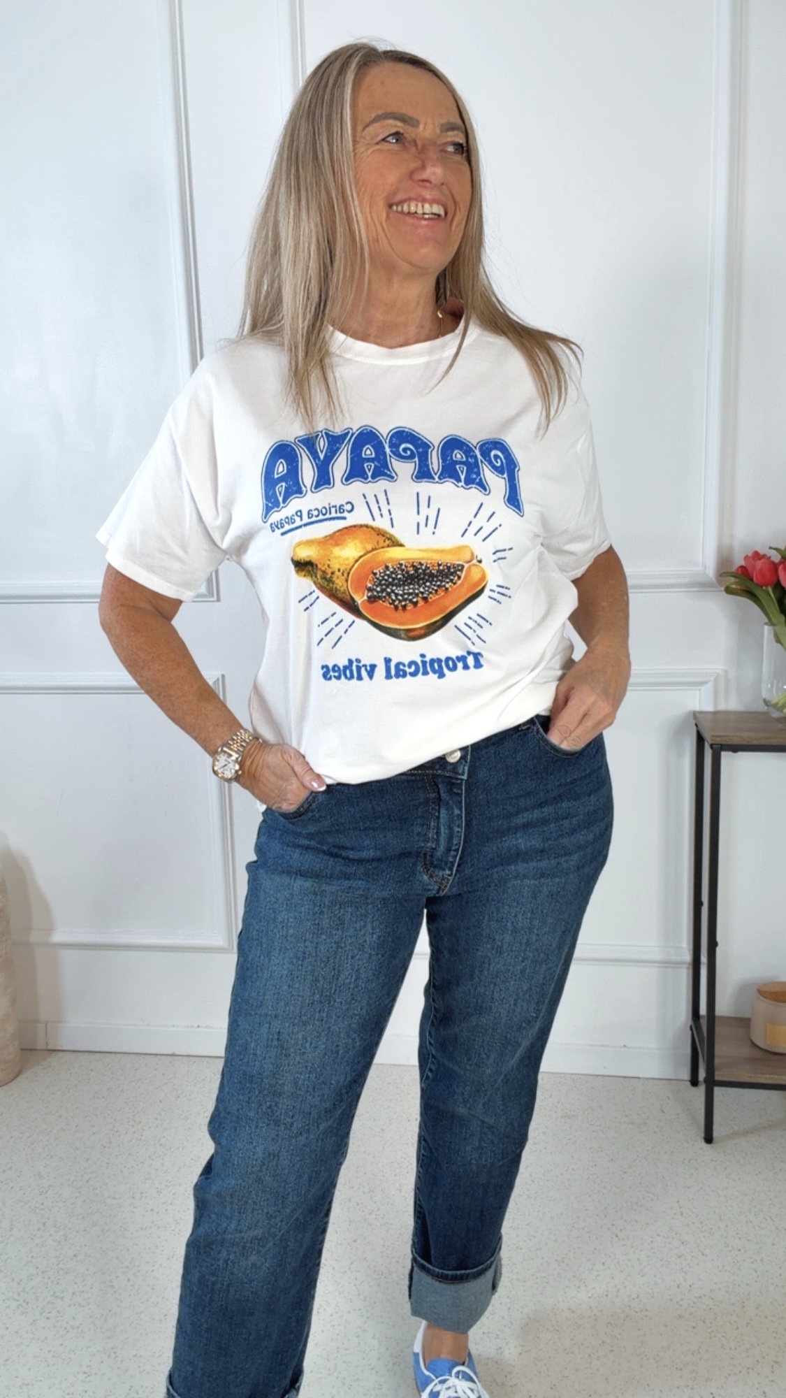 STATEMENT T-SHIRT PAPAYA Made in Italy 34-42