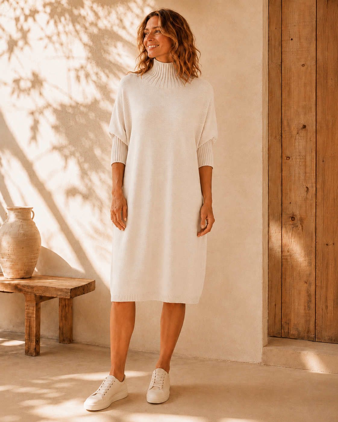 Strickkleid mit Stehkragen Uni I NO.SK0018 I Made in Italy 34-44