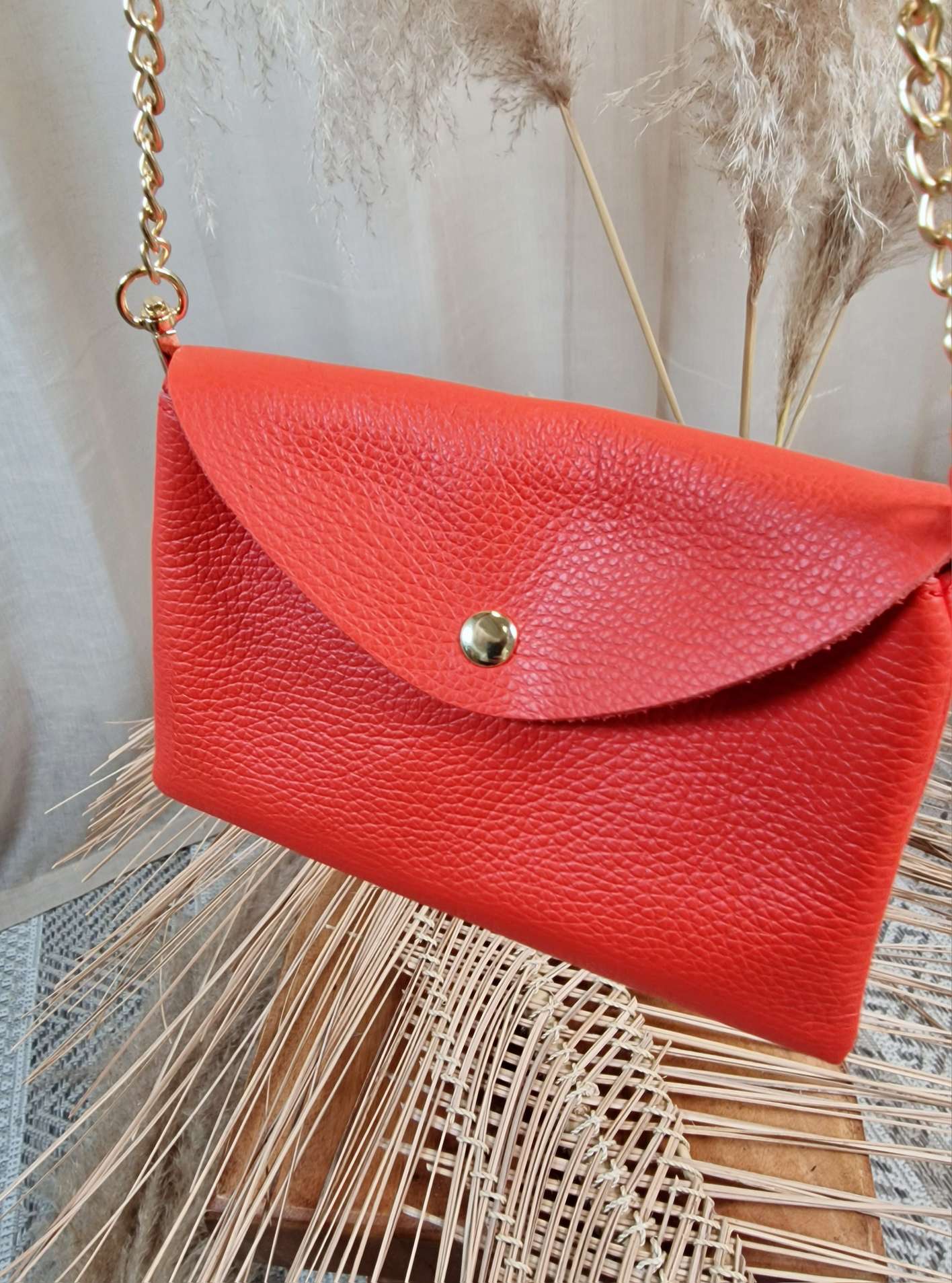 CROSSBODY HANDYTASCHE ROSIE KORALLE vera Pelle Made in Italy