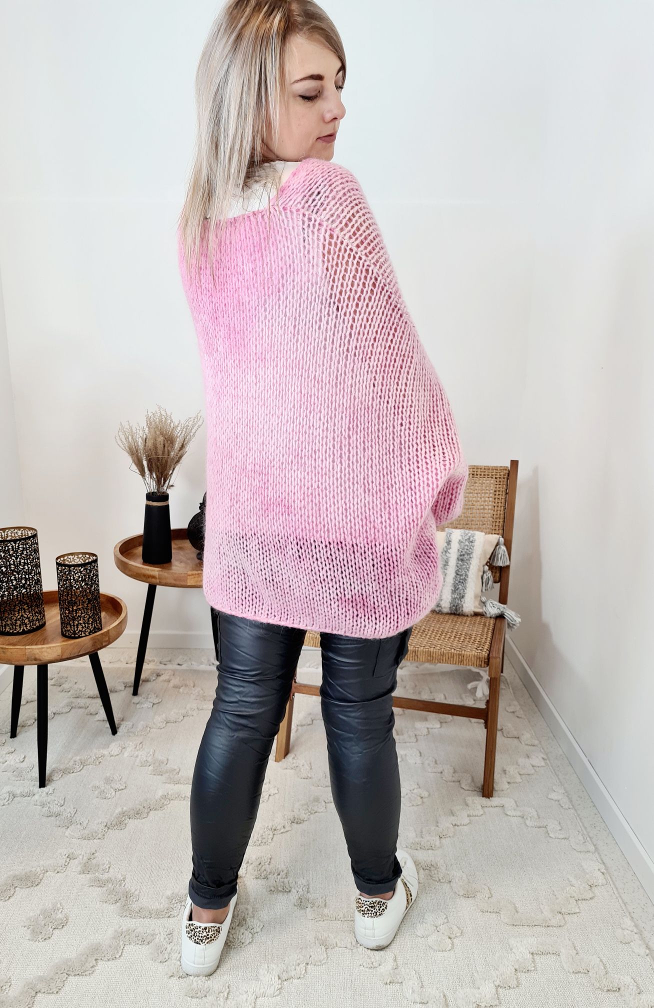 OVERSIZE KNIT SWEATER LETIZIA PINK 34-42/44 Made in Italy Grobstrickpullover Pullover OVERSIZE KNIT SWEATER LETIZIA PINK 34-42/44 Made in Italy Grobstrickpullover Pullover