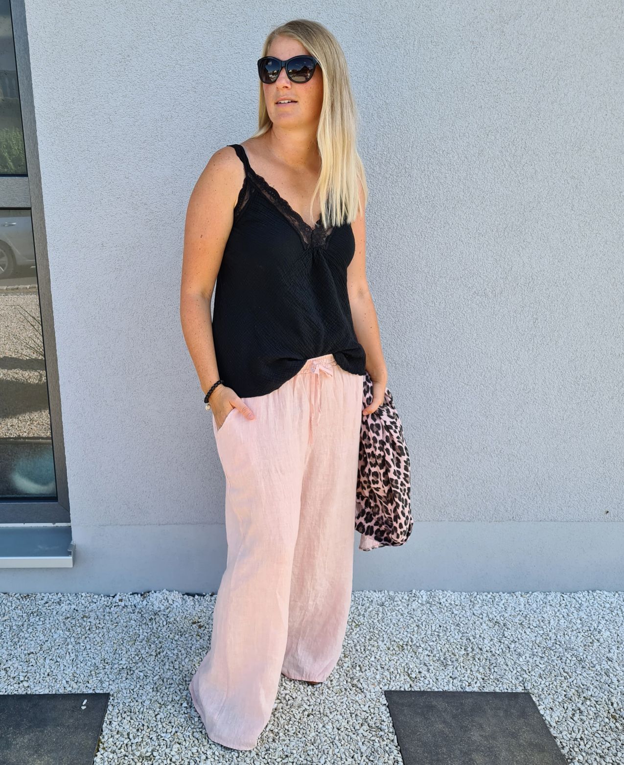 LINEN MARLENE PANT BRIGITTE ROSA Pocket 34-42 Made in Italy weite Leinen Hose mit Taschen LINEN MARLENE PANT BRIGITTE ROSA Pocket 34-42 Made in Italy weite Leinen Hose mit Taschen