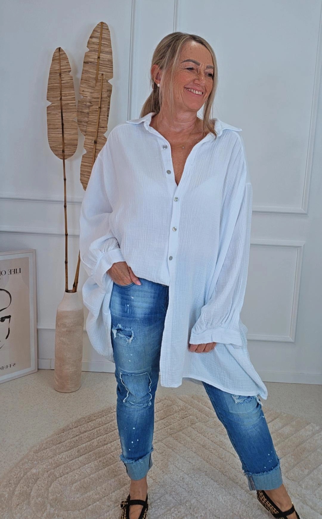 MUSSELIN BLUSE VALERIA UNI Made in Italy 34-46