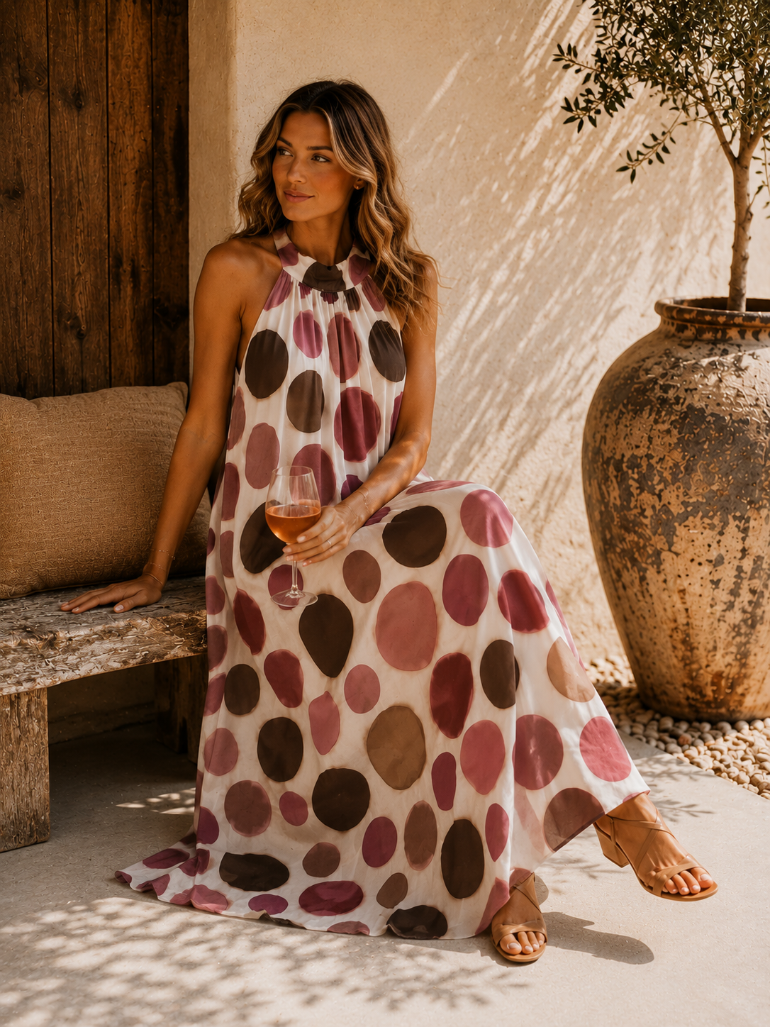 Polka Dots Kleid Zakynthos – Made in Italy | Passend bis zu einer guten Größe 42