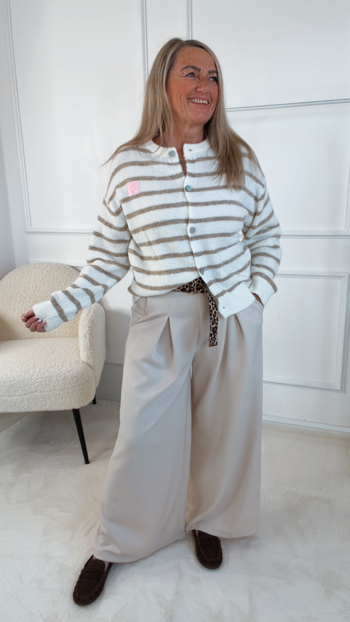 STRICKJACKE EDDA STREIFEN 34 - 42 Made in Italy