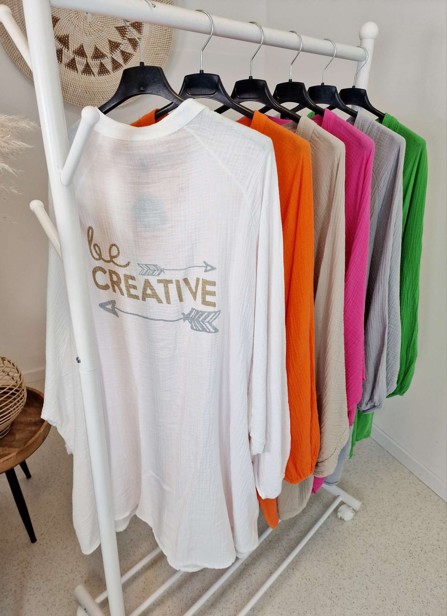 MUSSELIN OVERSIZE BLUSE BE CREATIVE ORANGE 34-42/44 Made in Italy Longbluse Kleid Tunika Shirt Blusenjacke MUSSELIN OVERSIZE BLUSE BE CREATIVE ORANGE 34-42/44 Made in Italy Longbluse Kleid Tunika Shirt Blusenjacke