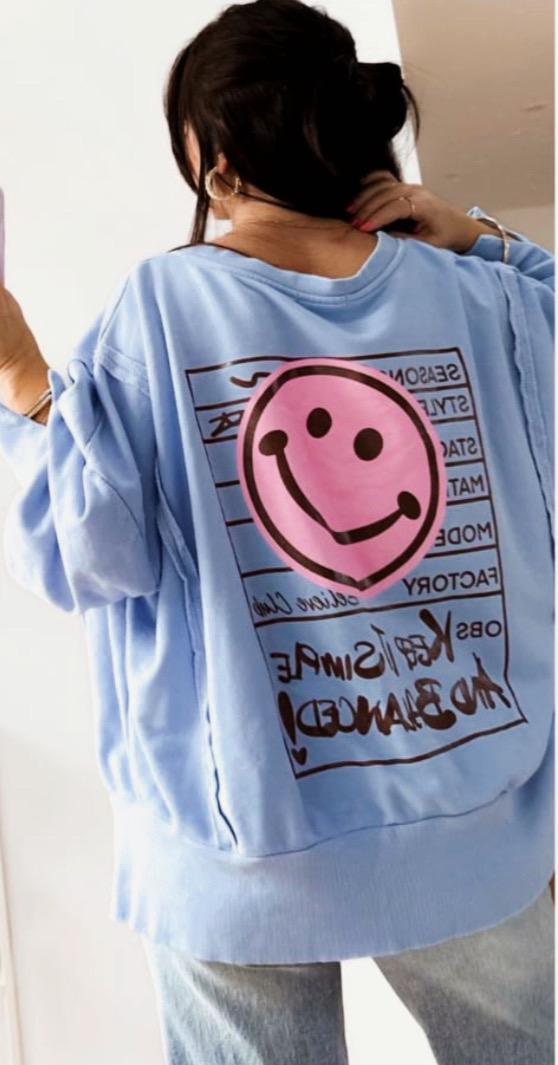 OVERSIZE SWEATER JON  KEEP IT SMILE 38 - 46 Made in Italy