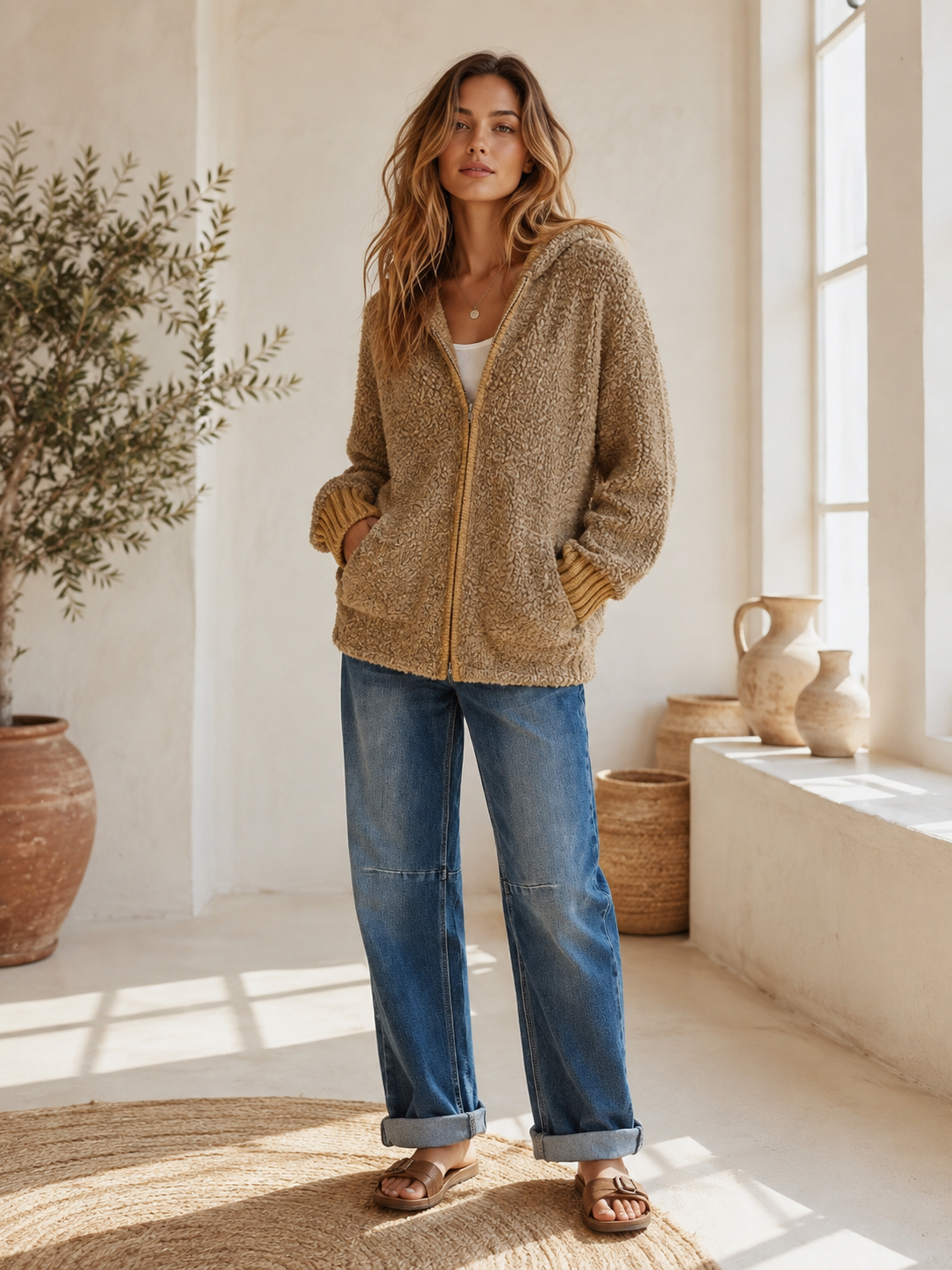 Kapuzen-Cardigan Boucle I SJ0025 I Made in Italy 34-40/42 Strickjacke