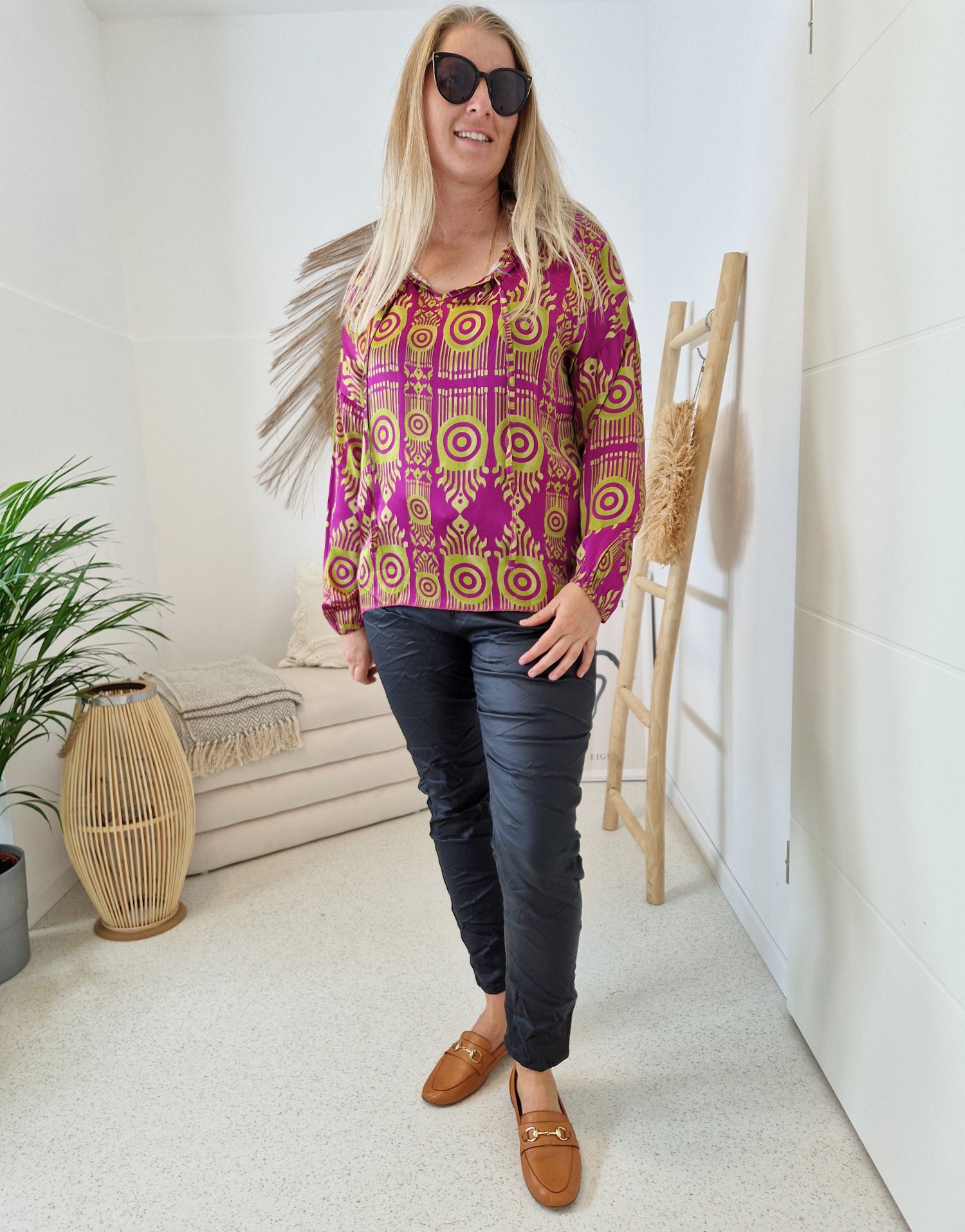 SEIDEN BLUSE LILITH PINK GRÜN 34-42 Made in Italy Silk Mix Oversize Shirt SEIDEN BLUSE LILITH PINK GRÜN 34-42 Made in Italy Silk Mix Oversize Shirt