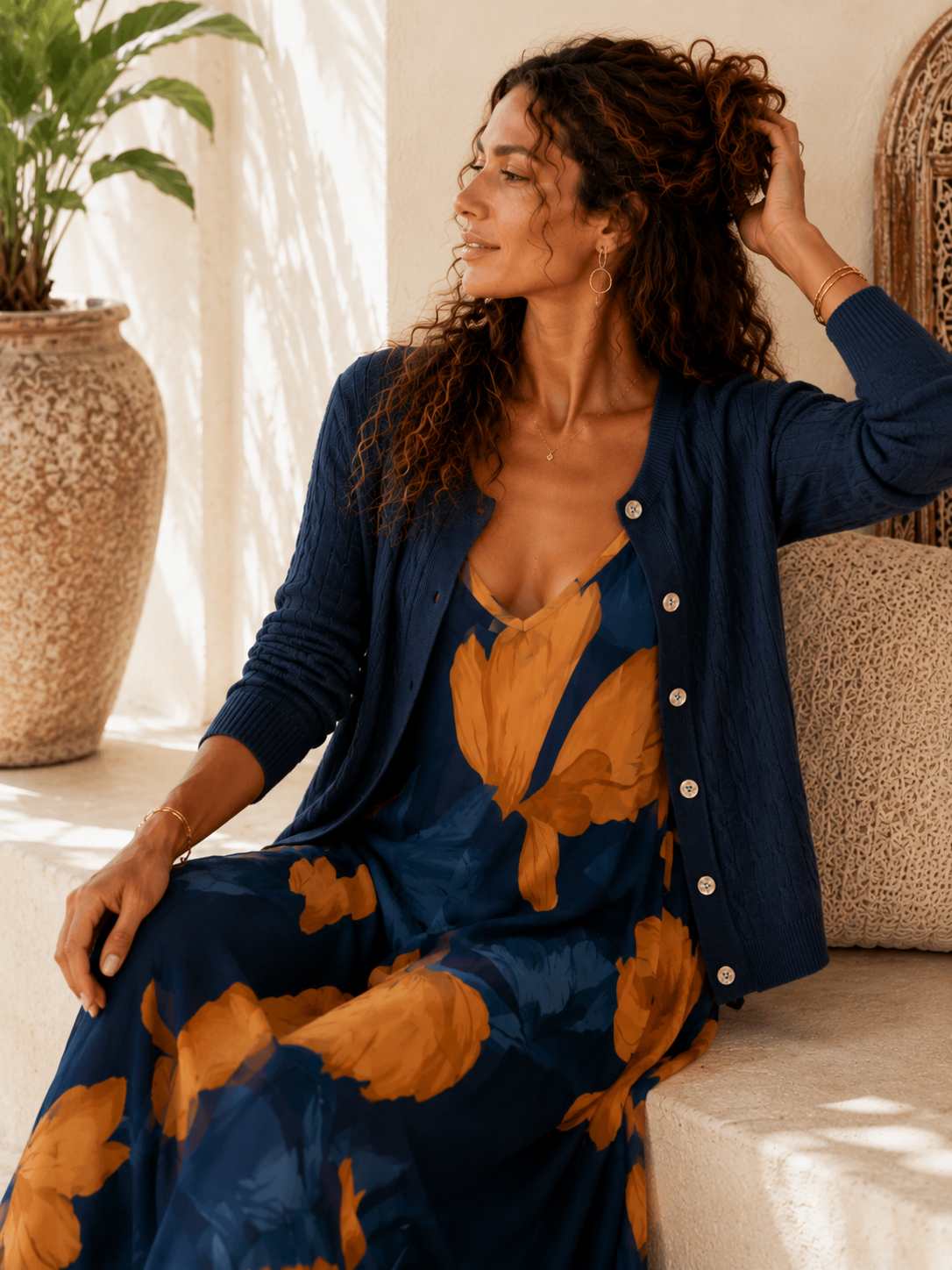 🌸 Maxikleid Dahlia mit floralem Print – Made in Italy 34-42