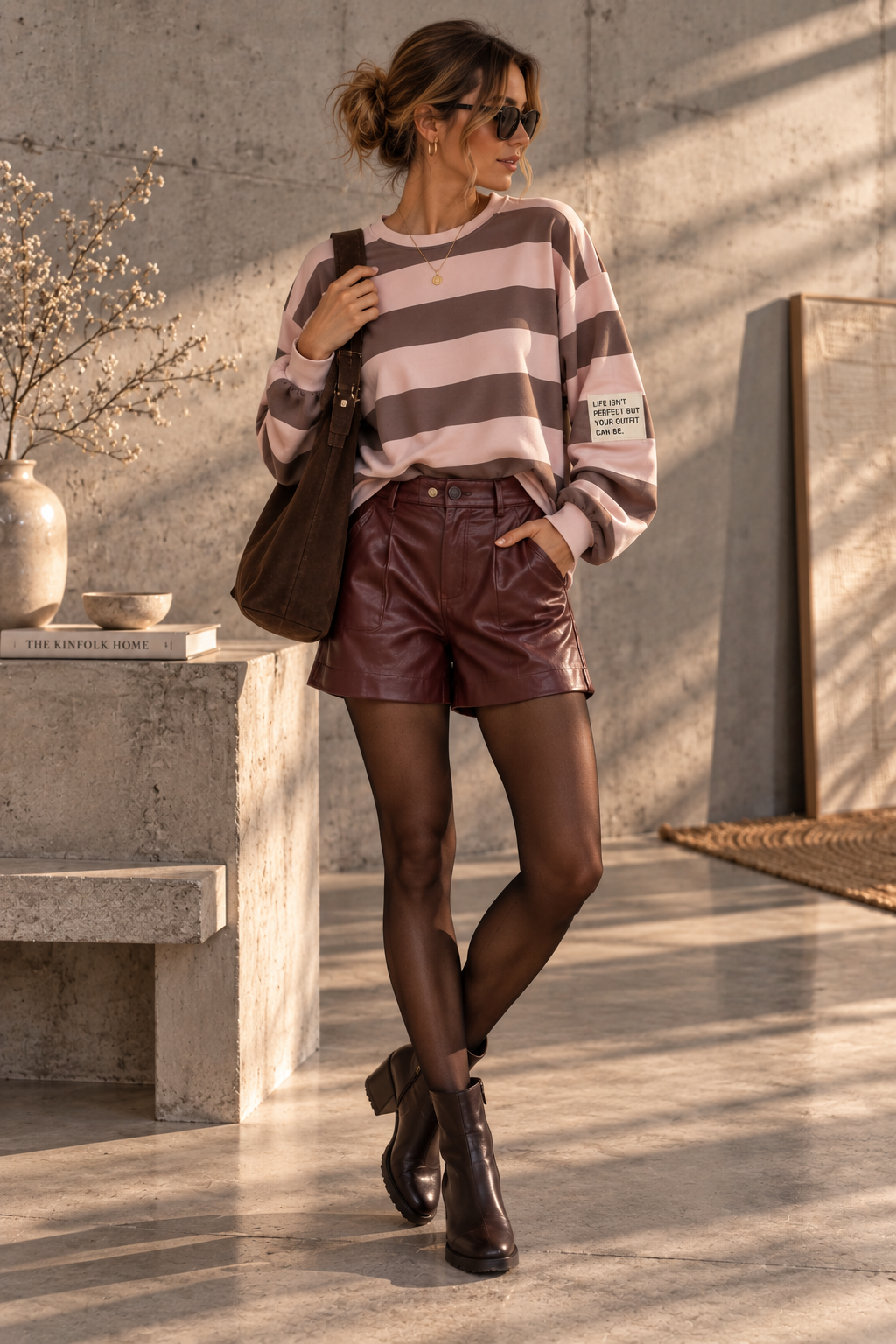 Baumwoll Stripe Love Sweater mit PATCH I SW0128 I 34-42 / Made in Italy