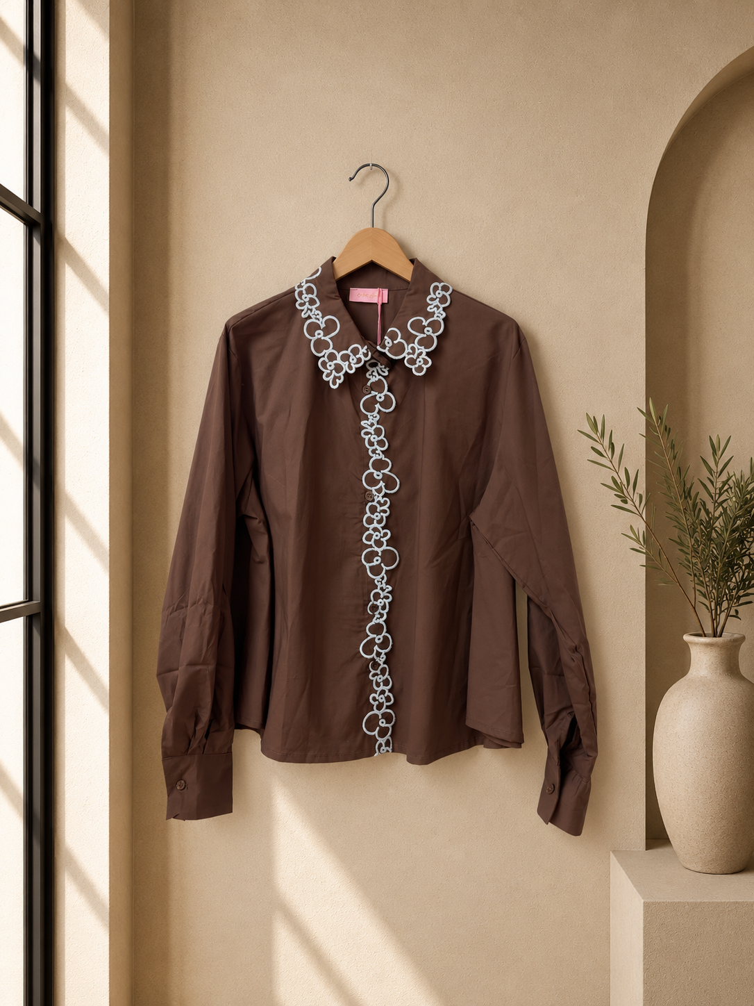 Bluse mit Blumenstickerei I B0042 I Made in Italy 34-40
