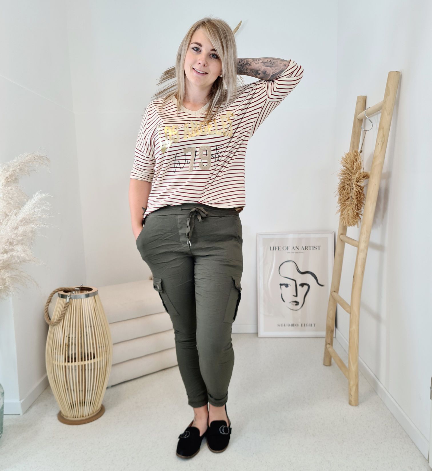 BASIC SHIRT LOS ANGELES STRIPES GLAMOUR ANTHRAZIT Streifen Longsleeve 34-42 Made in Italy Anthrazit BASIC SHIRT LOS ANGELES STRIPES GLAMOUR ANTHRAZIT Streifen Longsleeve 34-42 Made in Italy Anthrazit