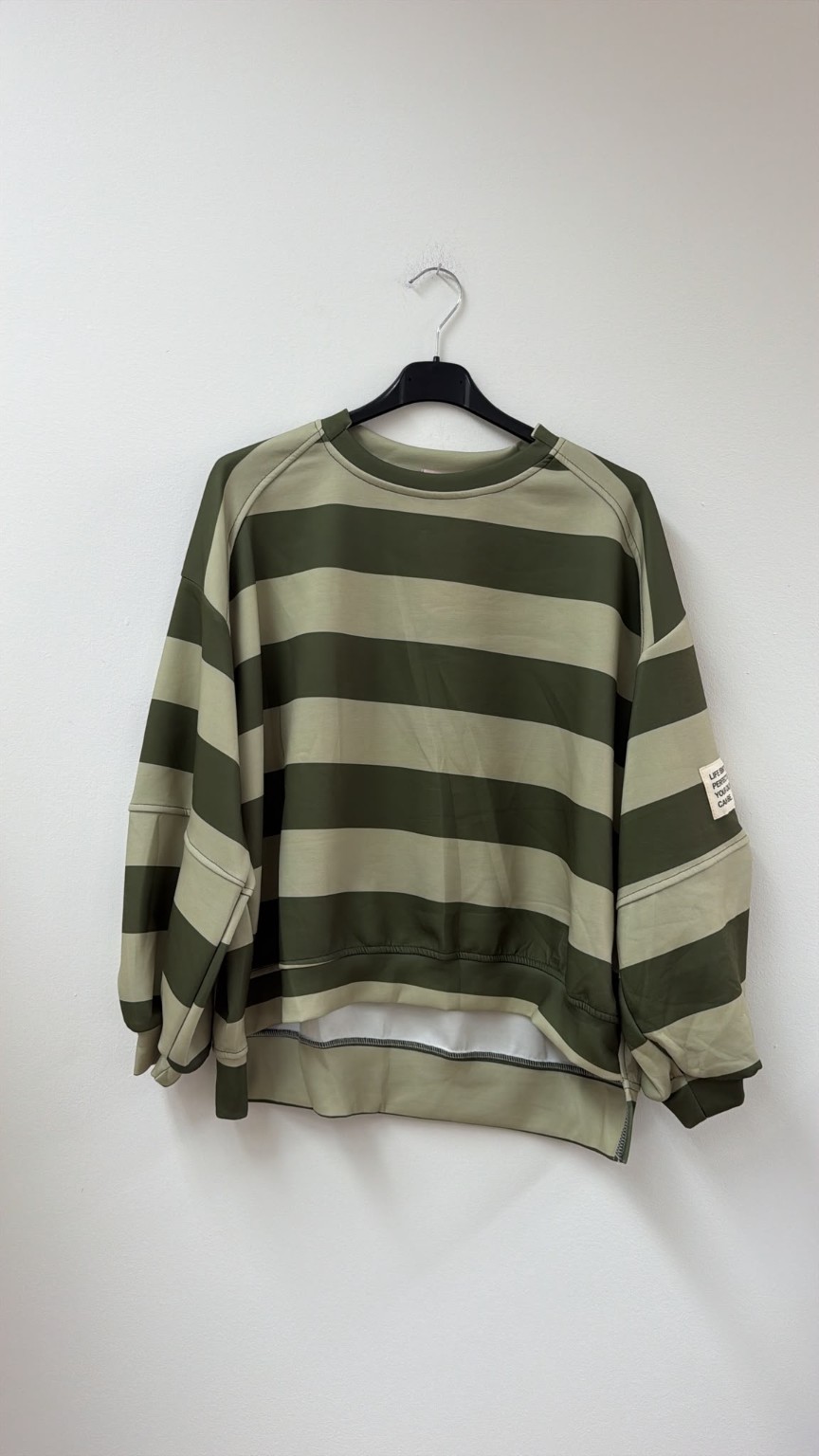 Sweater Butterstoff mit Blockstreifen & Patch I SW0070 I Made in Italy 34-42/44 Sweatshirt