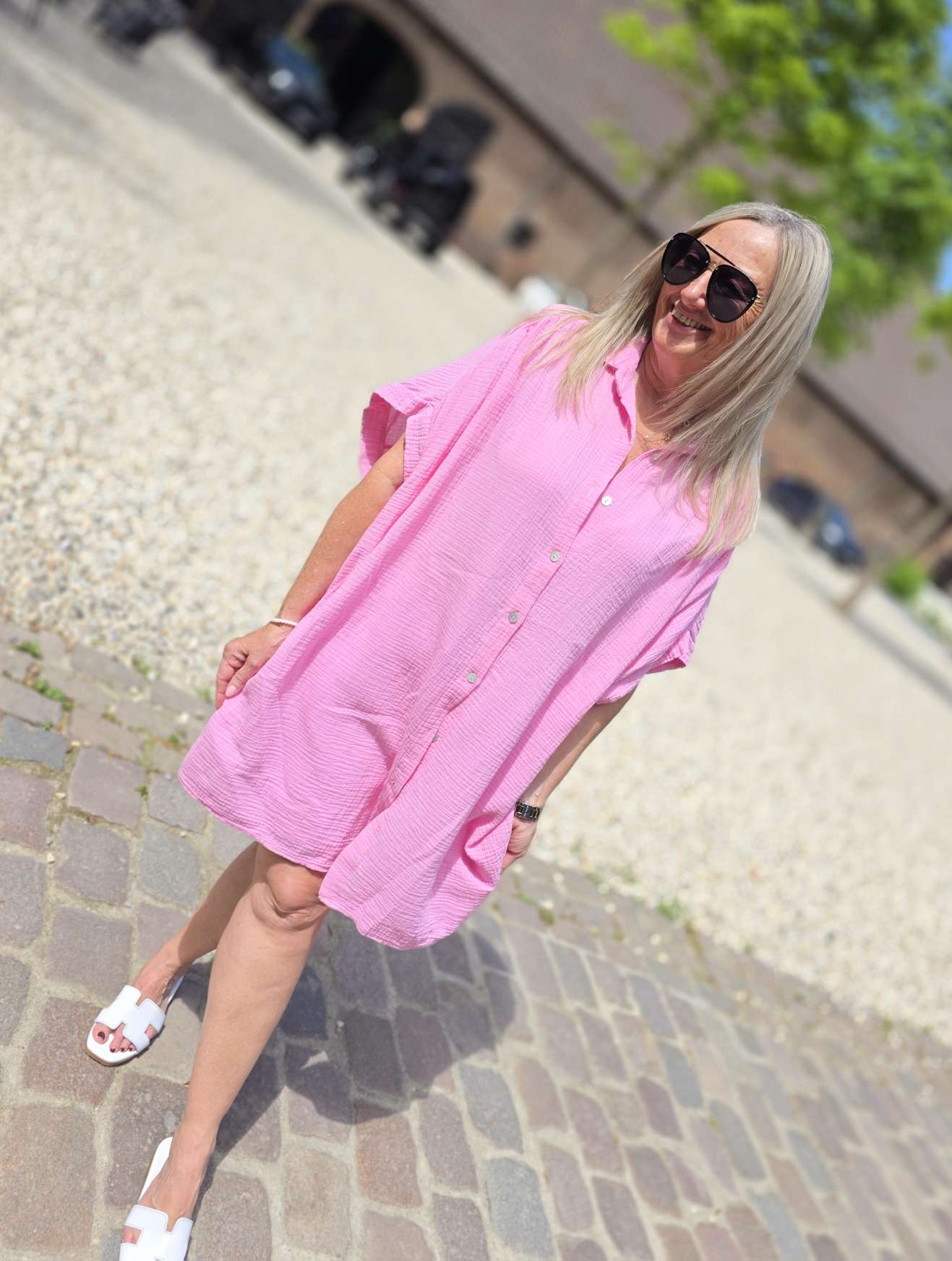 OVERSIZE MUSSELIN BLUSE SA COMA UNI MIDDI Made in Italy 34-46/48