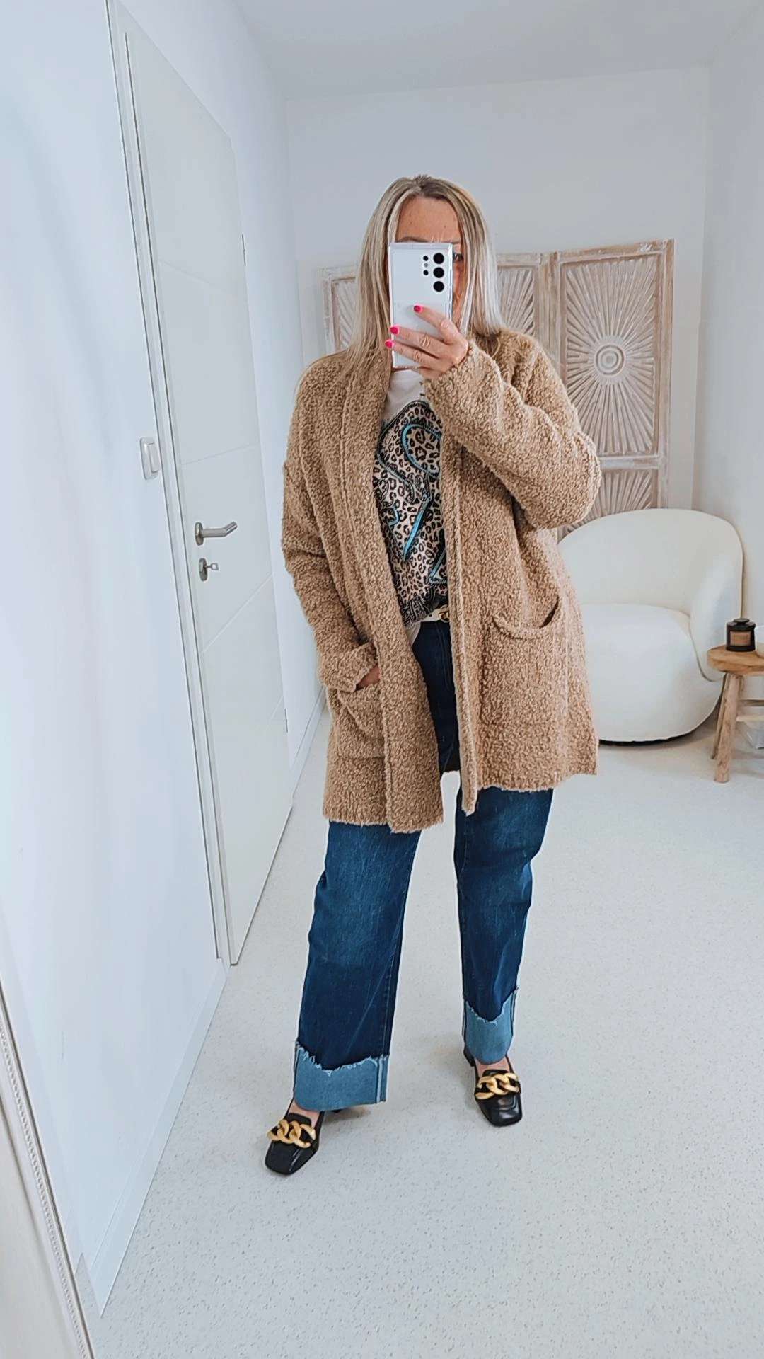 BOUCLE KNIT CARDIGAN MIRIAM SHORT 34-42 Made in Italy kurze Strick Jacke Oversize BOUCLE KNIT CARDIGAN MIRIAM SHORT 34-42 Made in Italy kurze Strick Jacke Oversize