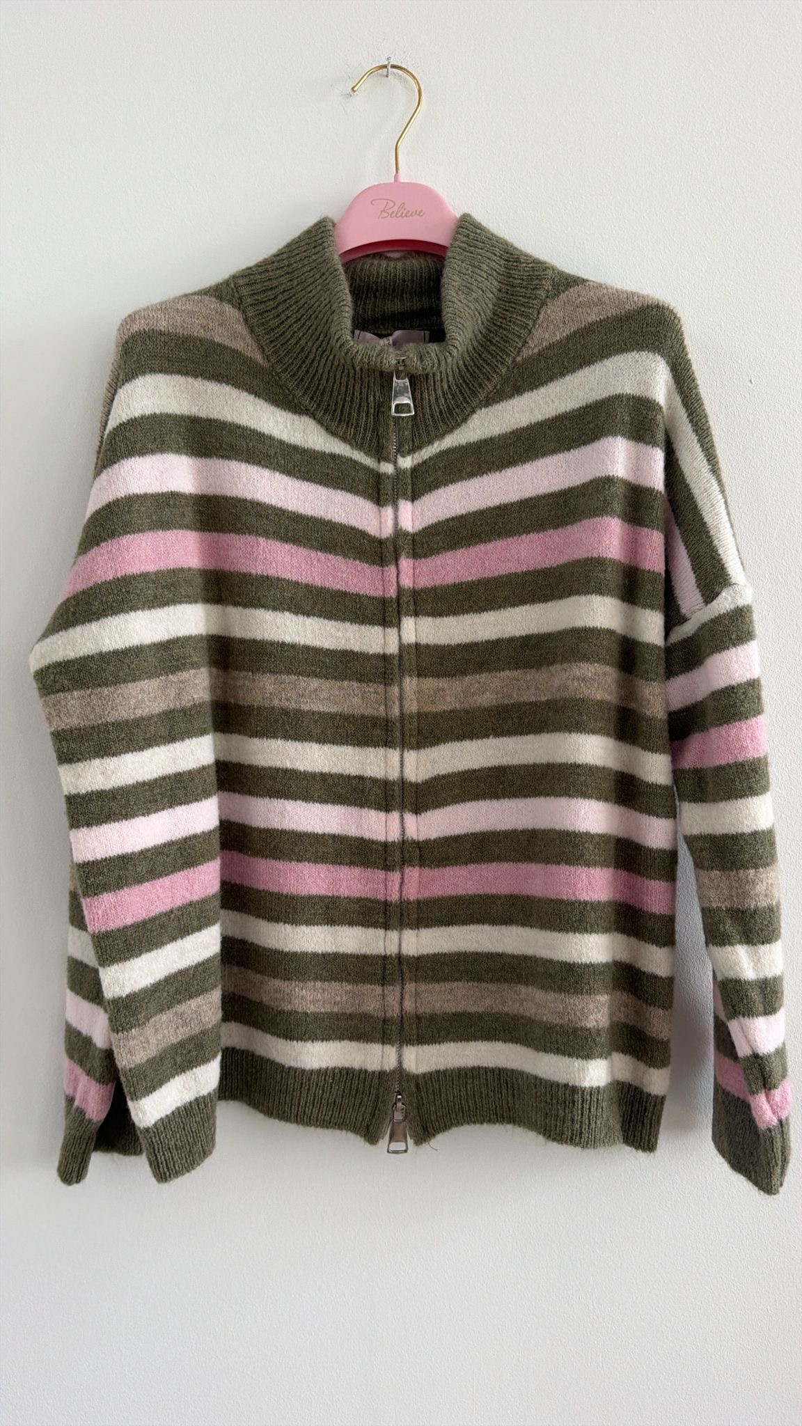 Strickjacke mit Streifen & Zwei-Wege-Reißverschluss Cardigan I NO.SJ0022 I Made in Italy 34-40/42