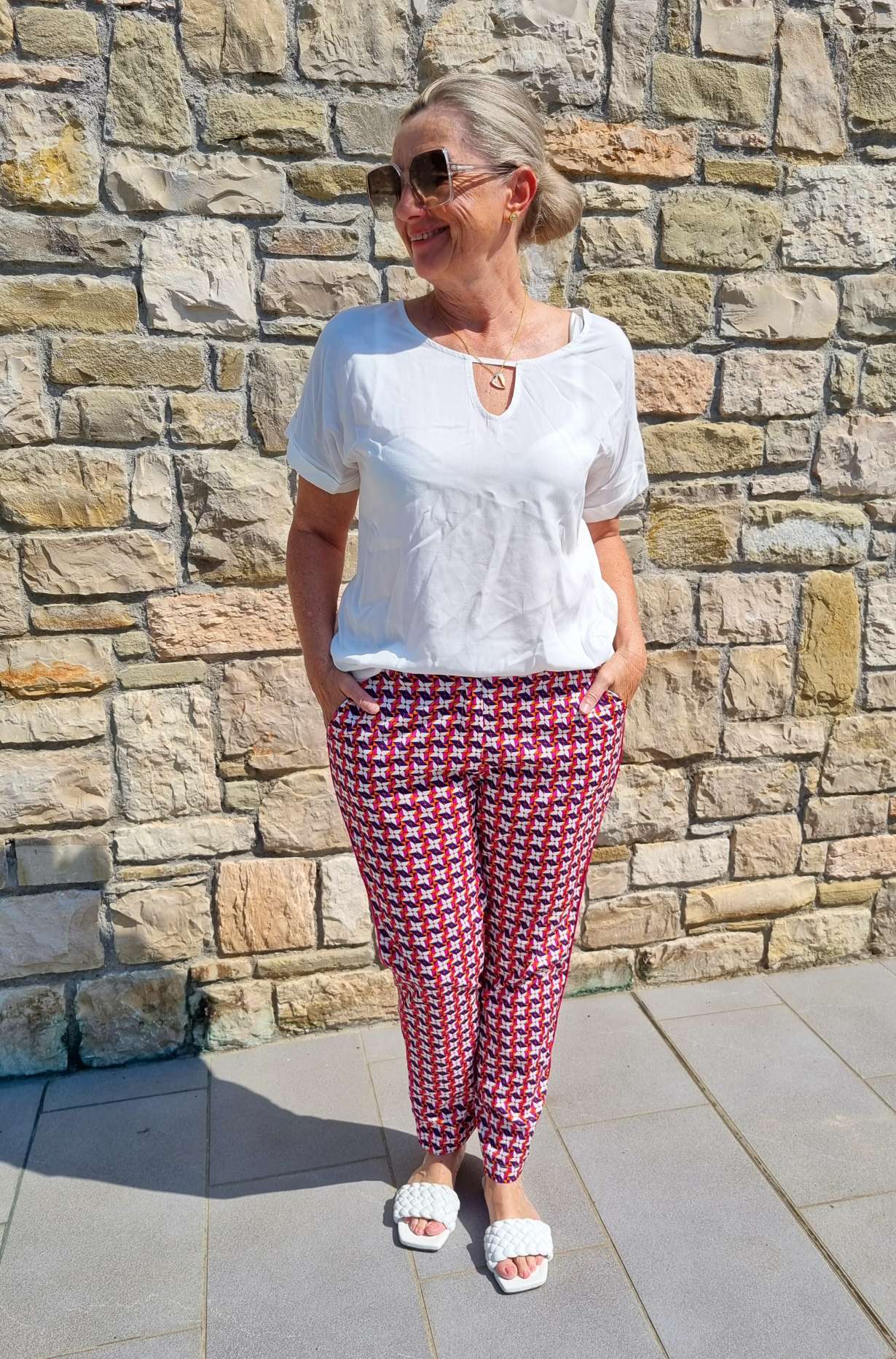 BASIC PANT VIVIAN PINK - Made in Italy dünne Sommer Hose Jogpant Variantenartikel BASIC PANT VIVIAN PINK - Made in Italy dünne Sommer Hose Jogpant Variantenartikel