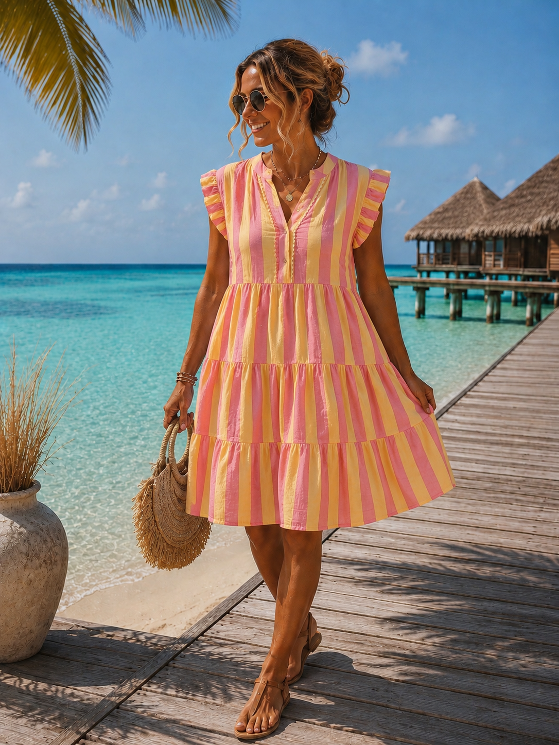 Musselin-Kleid Zelina Blockstreifen Made in Italy 34-42/44 Sommerschnapper – vom Umtausch ausgeschlossen