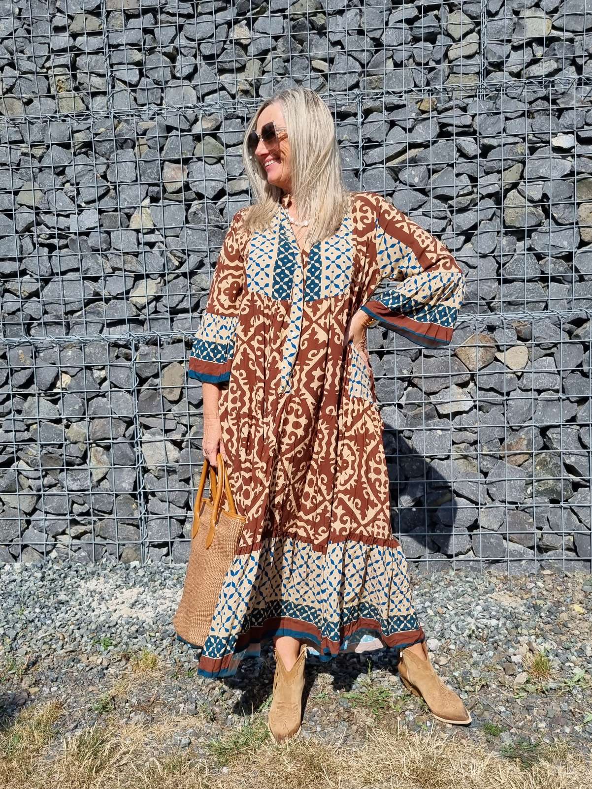MAXI TUNIKA DRESS IRINA BRAUN 34-42 Made in Italy langes Kleid Hängerchen Tunikakleid MAXI TUNIKA DRESS IRINA BRAUN 34-42 Made in Italy langes Kleid Hängerchen Tunikakleid