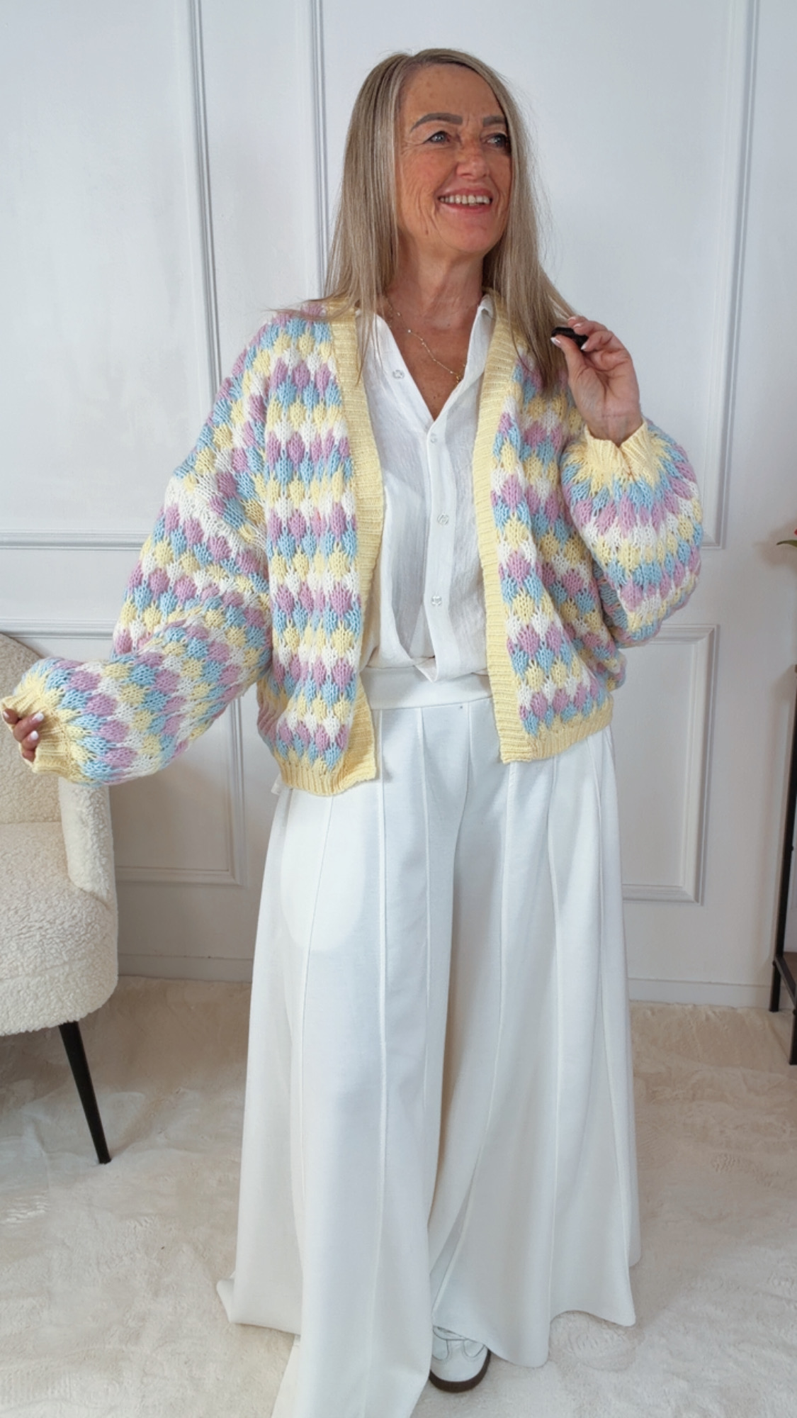DREAMY PUFF CARDIGAN AURORA Italy Style Rainbow Colours 34-42