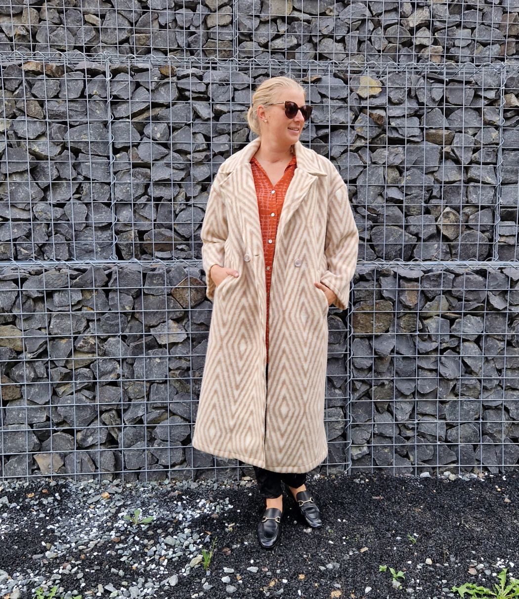 WOLL MANTEL MERLE STRIPES BEIGE 36-42 Made in Italy Winter Jacke Fleece Mantel COAT WOLL MANTEL MERLE STRIPES BEIGE 36-42 Made in Italy Winter Jacke Fleece Mantel COAT