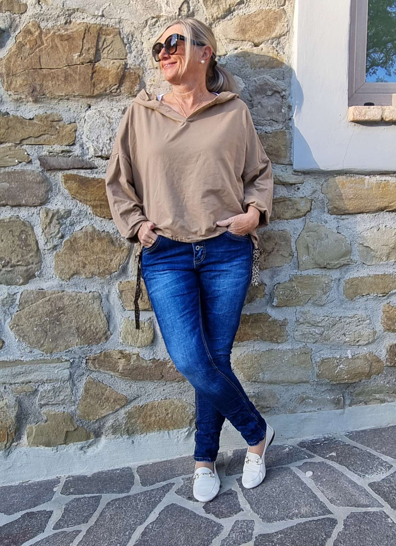 HOODIE NAOMI CAMEL Sweater Kapuze Made in Italy 34-42 Longsleeve Pullover LEO Leopard HOODIE NAOMI CAMEL Sweater Kapuze Made in Italy 34-42 Longsleeve Pullover LEO Leopard