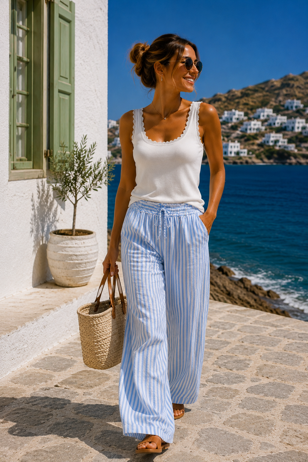 🩷🌿☀️ Leinenstreifenhose Soraya Made in Italy 34-42/44 Leinenhose