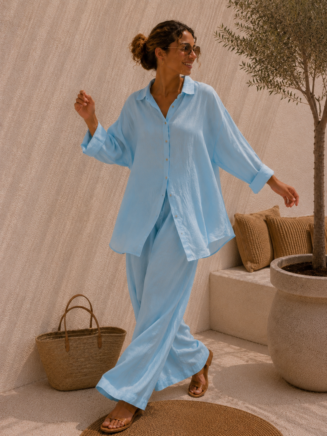 Leinenbluse CRISTINA UNI Made in Italy 34-46/48 Leinen Bluse