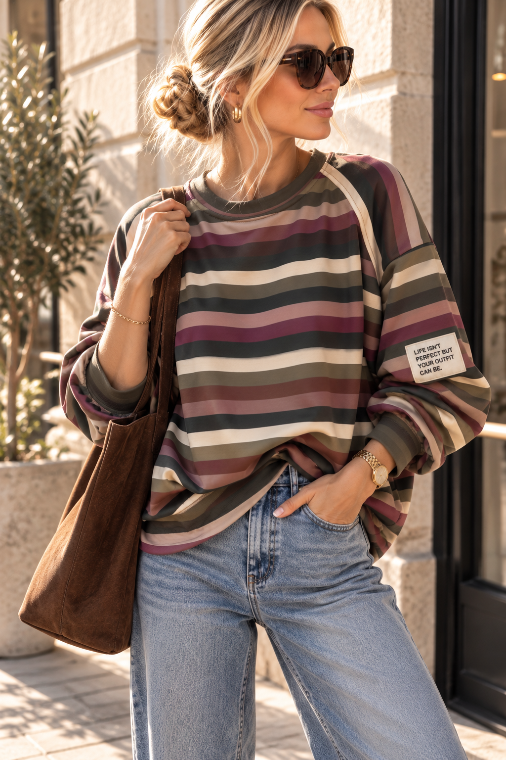Sweatshirt „Ottavia“ – Streifen-Look | Made in Italy | passend bis ca. Gr. 42/44