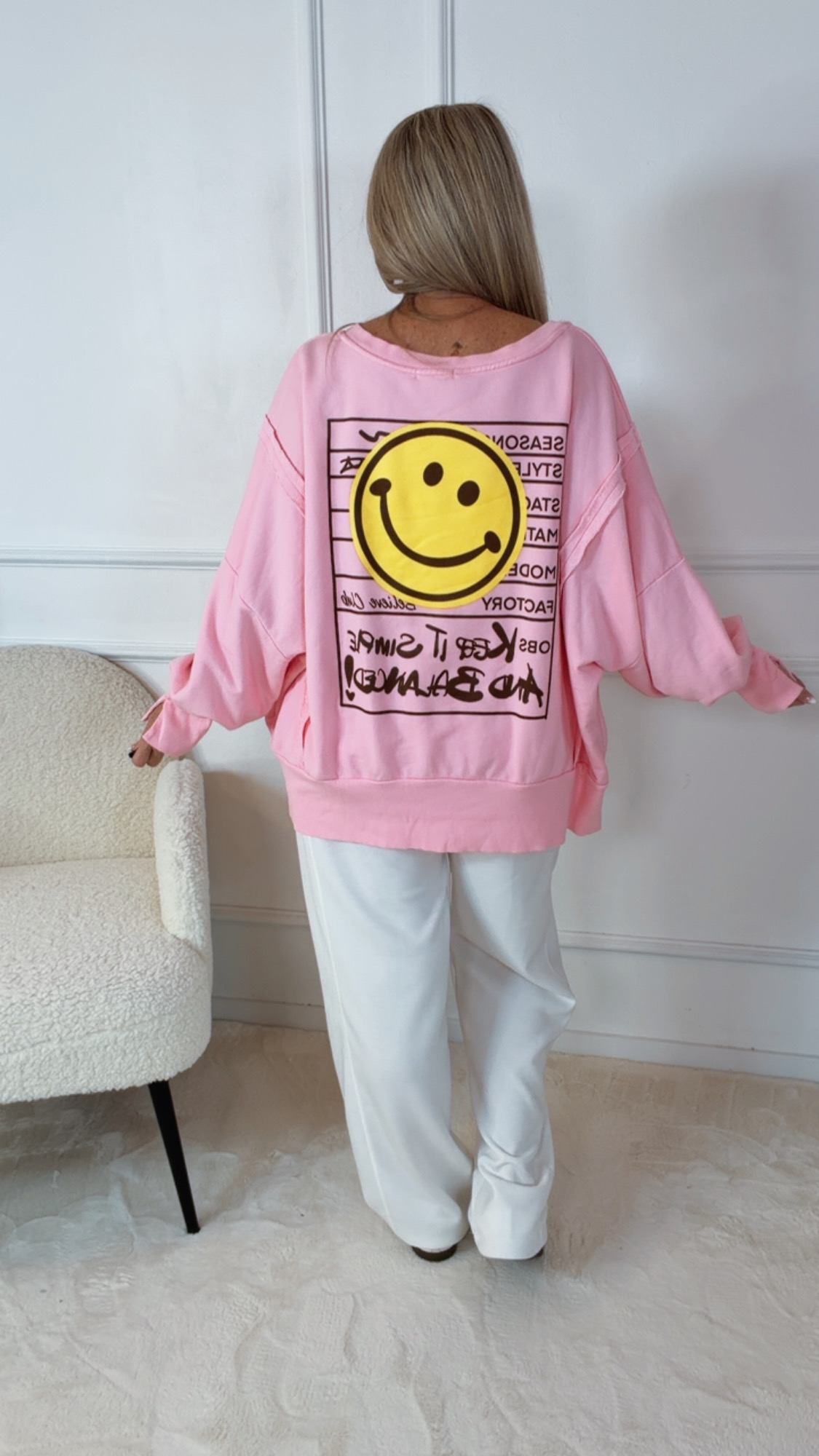 OVERSIZE SWEATER JON  KEEP IT SMILE 38 - 46 Made in Italy