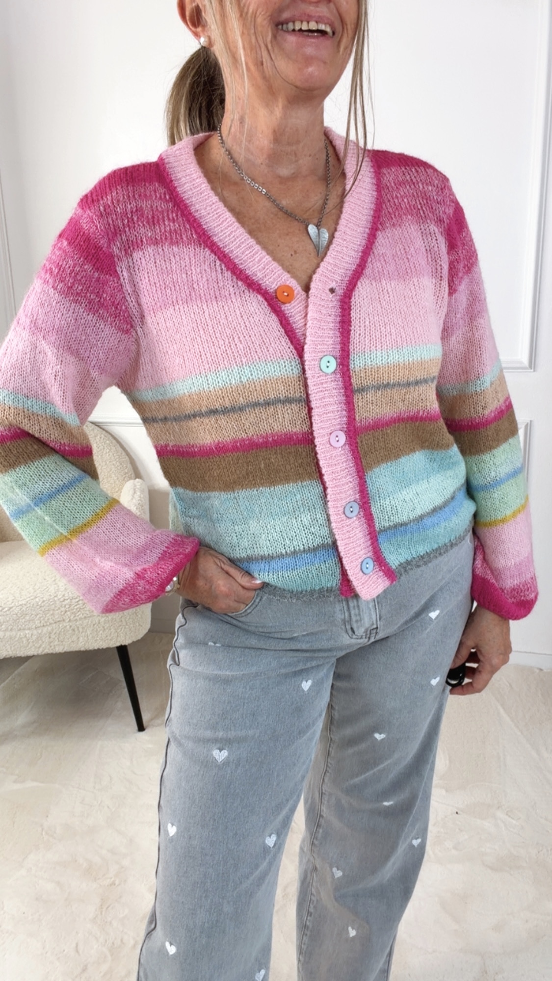STRICKJACKE PIPPI Made in Italy 34 - 48 Jacke Cardigan