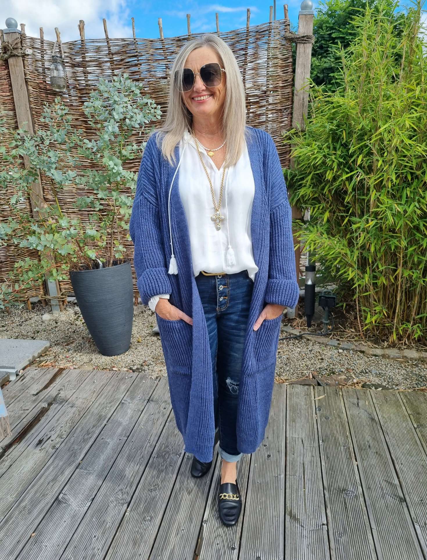 KNIT CARDIGAN EVELYN DUNKELBLAU 34-42 Made in Italy Strickjacke Strickmantel Mantel KNIT CARDIGAN EVELYN DUNKELBLAU 34-42 Made in Italy Strickjacke Strickmantel Mantel