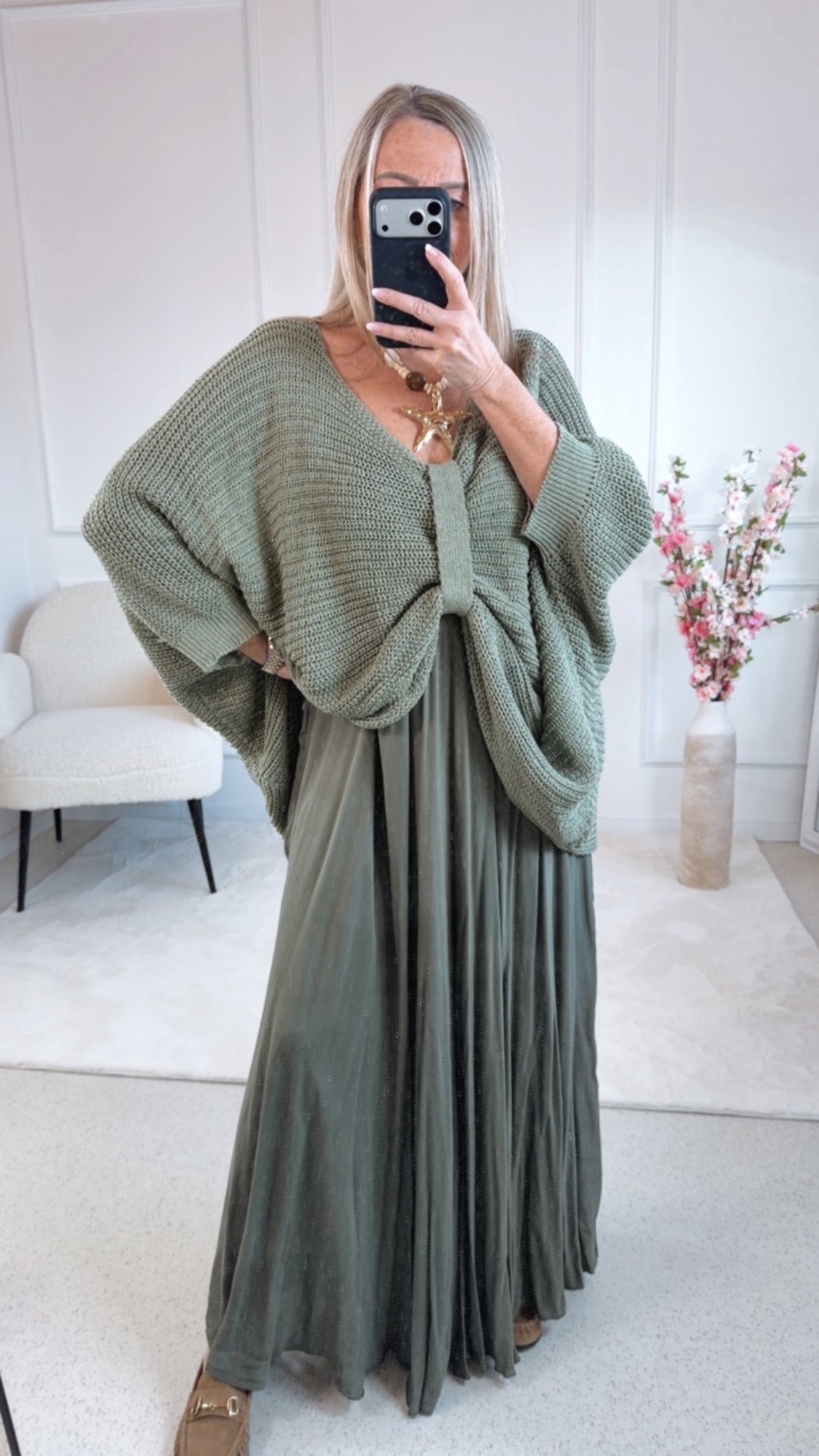 Strick-Poncho Giulietta Verde Made in Itlay 36-42/44