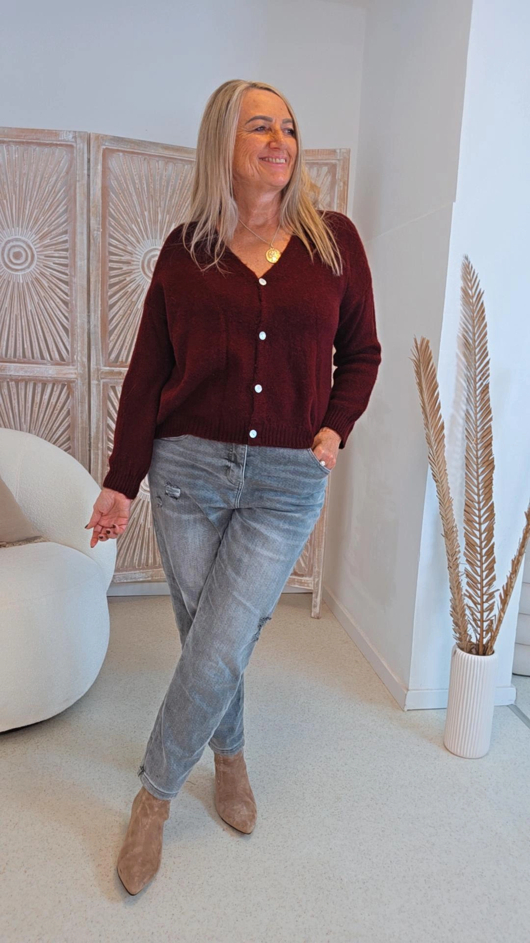 EDLER STRICK CARDIGAN OSLO Alpaka Strickjacke Made in Italy 34-42