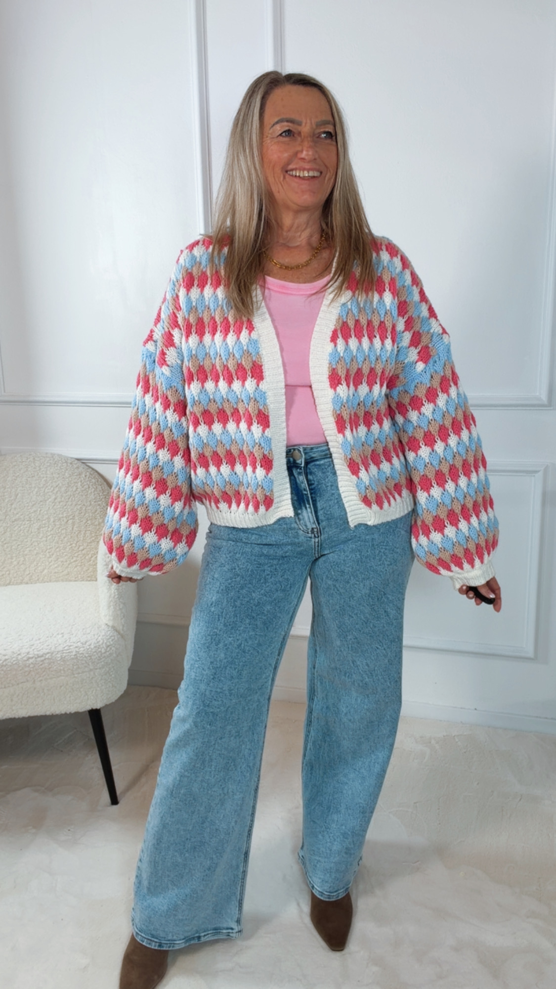 DREAMY PUFF CARDIGAN AURORA Italy Style Rainbow Colours 34-42