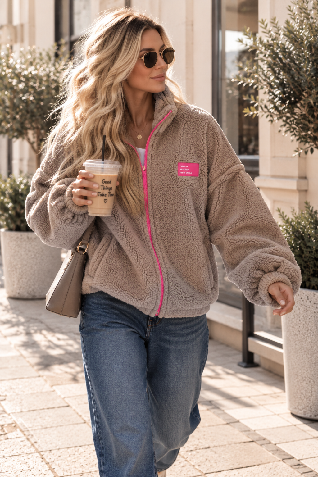 Oversize Teddyjacke mit Patch – Made in Italy | bis ca. Gr. 44 | TJ0092