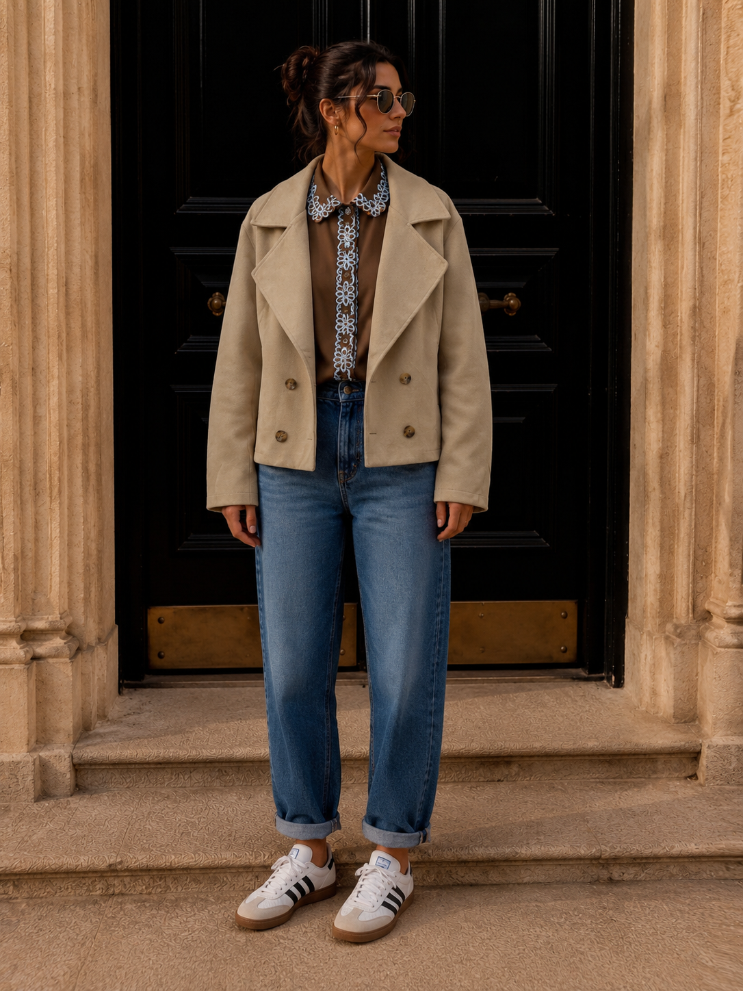Jacke Veloursleder-Optik BEIGE I J0041 I Made in Italy 34-42