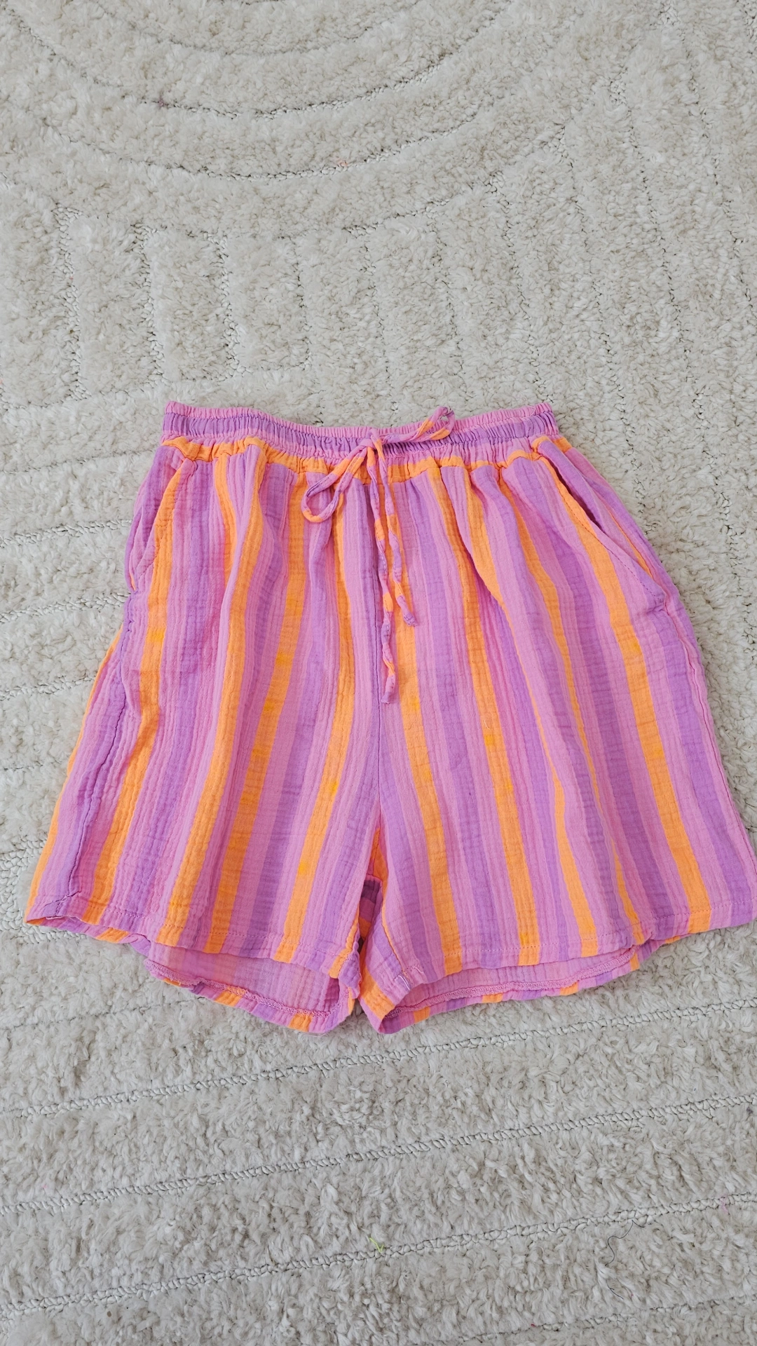 BASIC MUSSELIN STREIFEN SHORTS GINA 34 - 42 Made in Italy BOHO BEACH