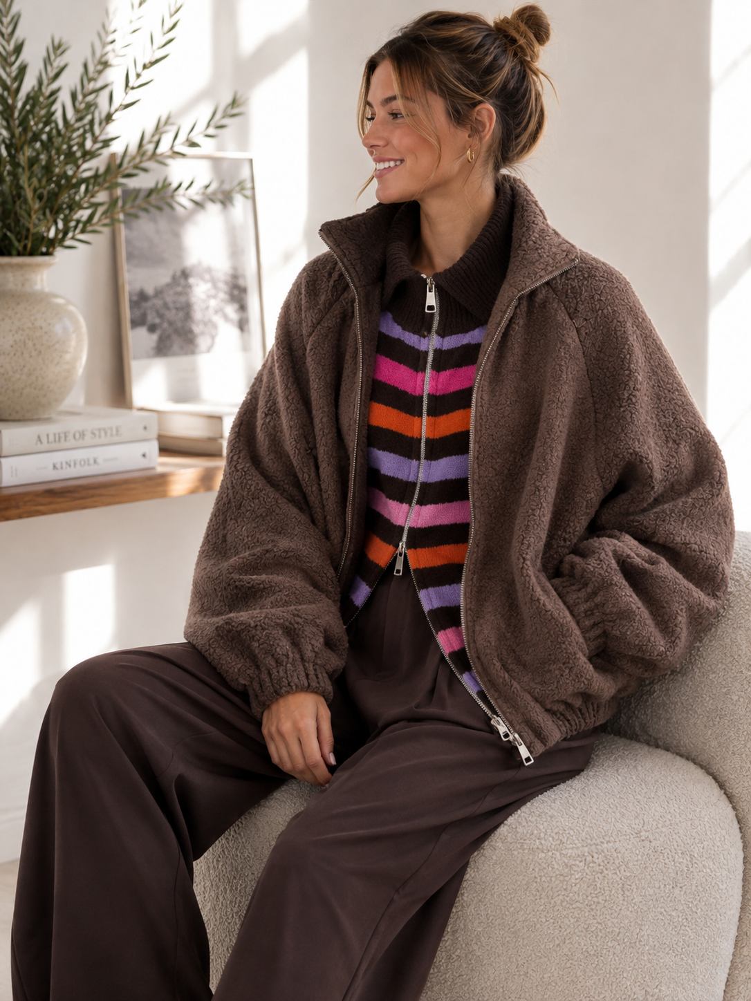 Bouclé-Jacke Uni I NO.JA0021 I Made in Italy I 34-42/44