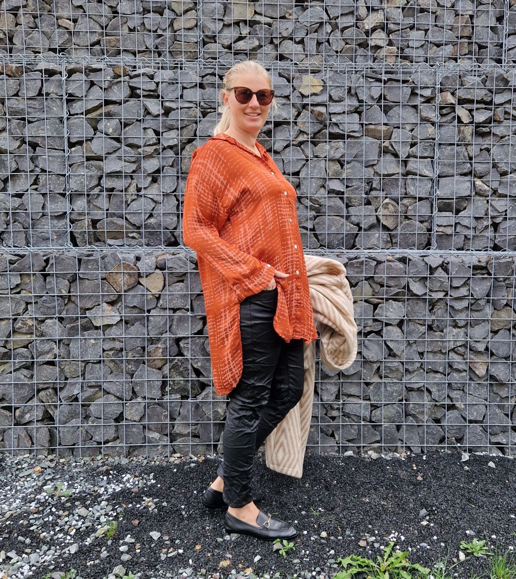 OVERSIZE BLUSE LUCY ROT 34-42 Made in Italy Seide Silk Longbluse Hemd OVERSIZE BLUSE LUCY ROT 34-42 Made in Italy Seide Silk Longbluse Hemd