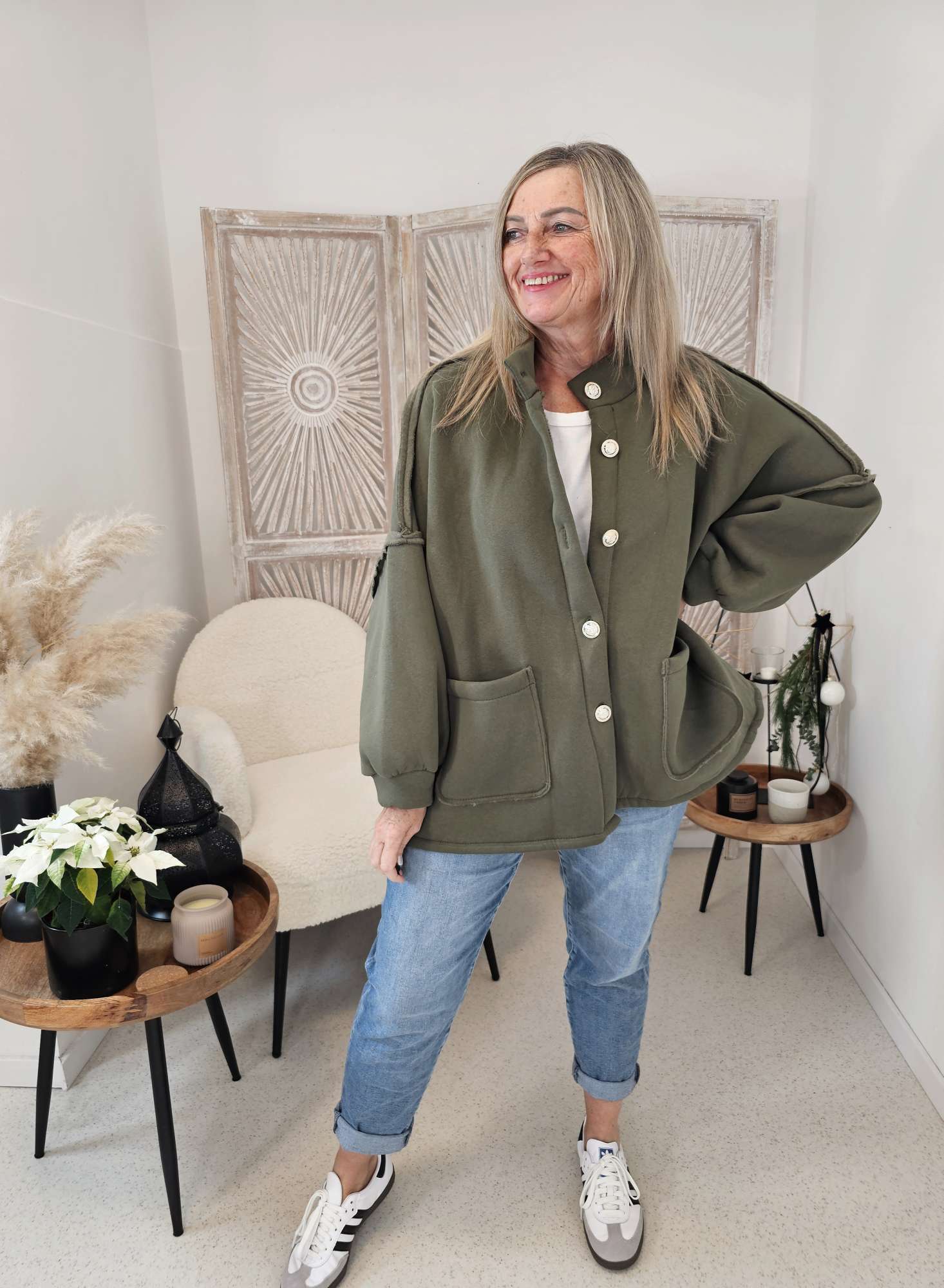 OVERSIZE SWEATSHIRT JACKE VERONA Made in Italy 34-46 Sweatshirtjacke OVERSIZE SWEATSHIRT JACKE VERONA Made in Italy 34-46 Sweatshirtjacke